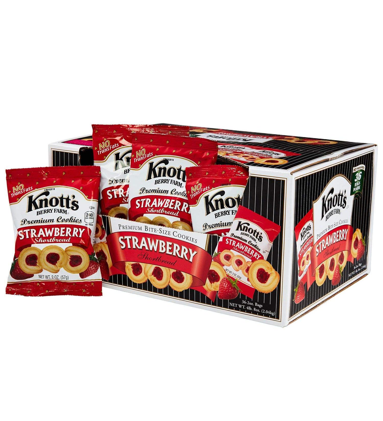 Knott's Berry Farm Strawberry Shortbread Cookies - 36 Pack, 2 oz Bags - Buy Online on SooperMarket.com