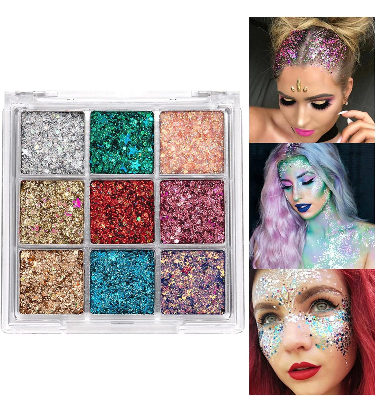 MIESCHER Colorful Glitter Eyeshadow Palette - 9 Shimmer Colors | Waterproof & Long Lasting Professional Eye Makeup - Buy Online on SooperMarket.com