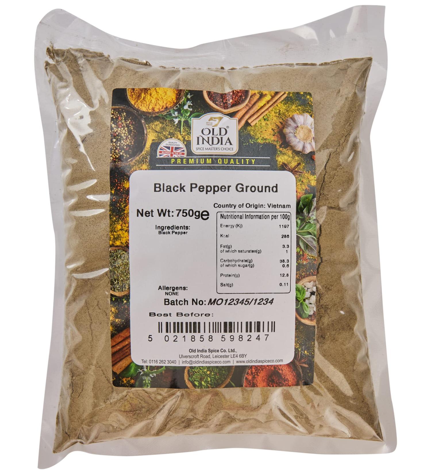 Old India Black Pepper Ground 750g - Premium Quality Spice (Pack of 1) - Buy Online on SooperMarket.com