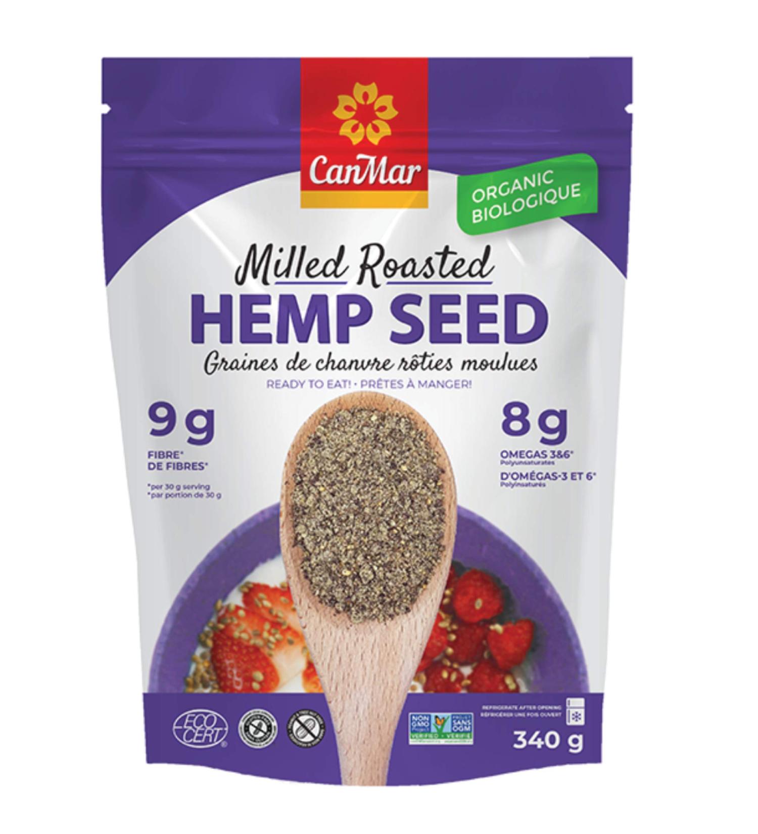 CanMar Organic Hemp Seeds (12oz) - Milled & Roasted | Plant-Based Protein | Omega-3, Omega-6, GLA | Fiber-Rich & Gluten-Free - Buy Online on SooperMarket.com
