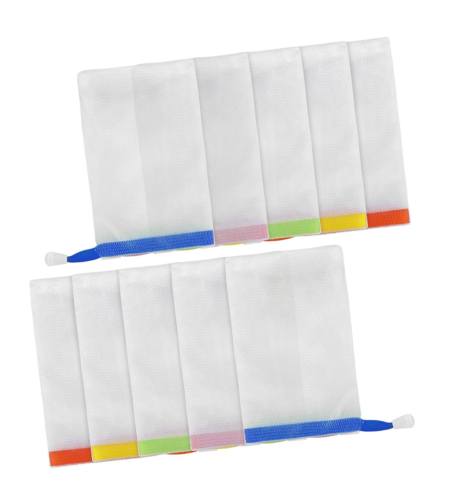 WLLHYF 10 Pcs Exfoliating Mesh Soap Bag - Facial Cleanser Foaming Net - Nylon Face Cleansing Nets with Drawstring - Bath Shower Essential - Buy Online on SooperMarket.com