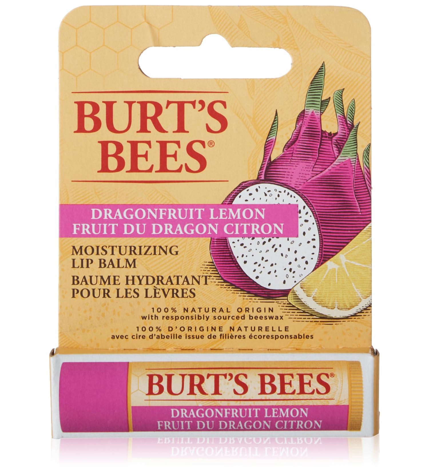 Burt's Bees 100% Natural Origin Moisturizing Lip Balm Dragonfruit Lemon with Beeswax & Fruit Extracts Blister - Buy Online on SooperMarket.com