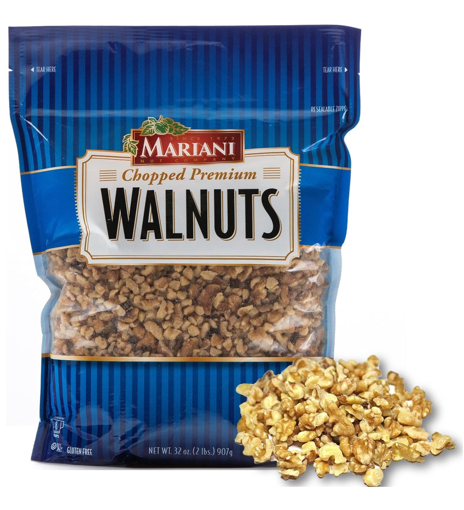 Mariani Nut Chopped Premium California Walnuts - Gluten Free, Kosher Certified Stand Up Bag - Buy Online on SooperMarket.com