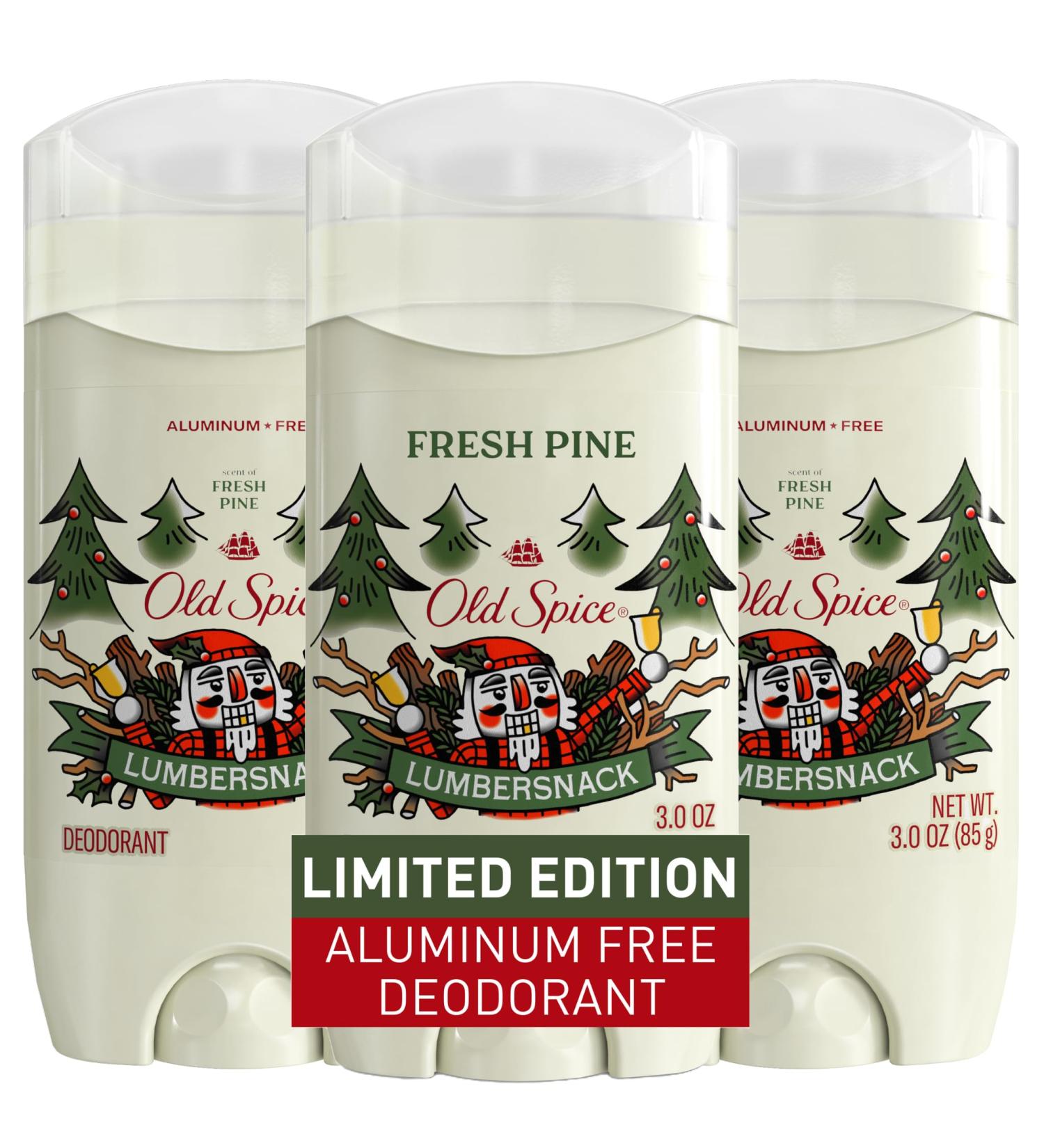 Old Spice Aluminum Free Deodorant for Men Holidudes Limited Edition 24/7 Holiday Freshness Odor Protection Stocking Stuffer Lumbersnack with Fresh Pine Scent 3.0 oz (Pack of 3) - Buy Online on SooperMarket.com