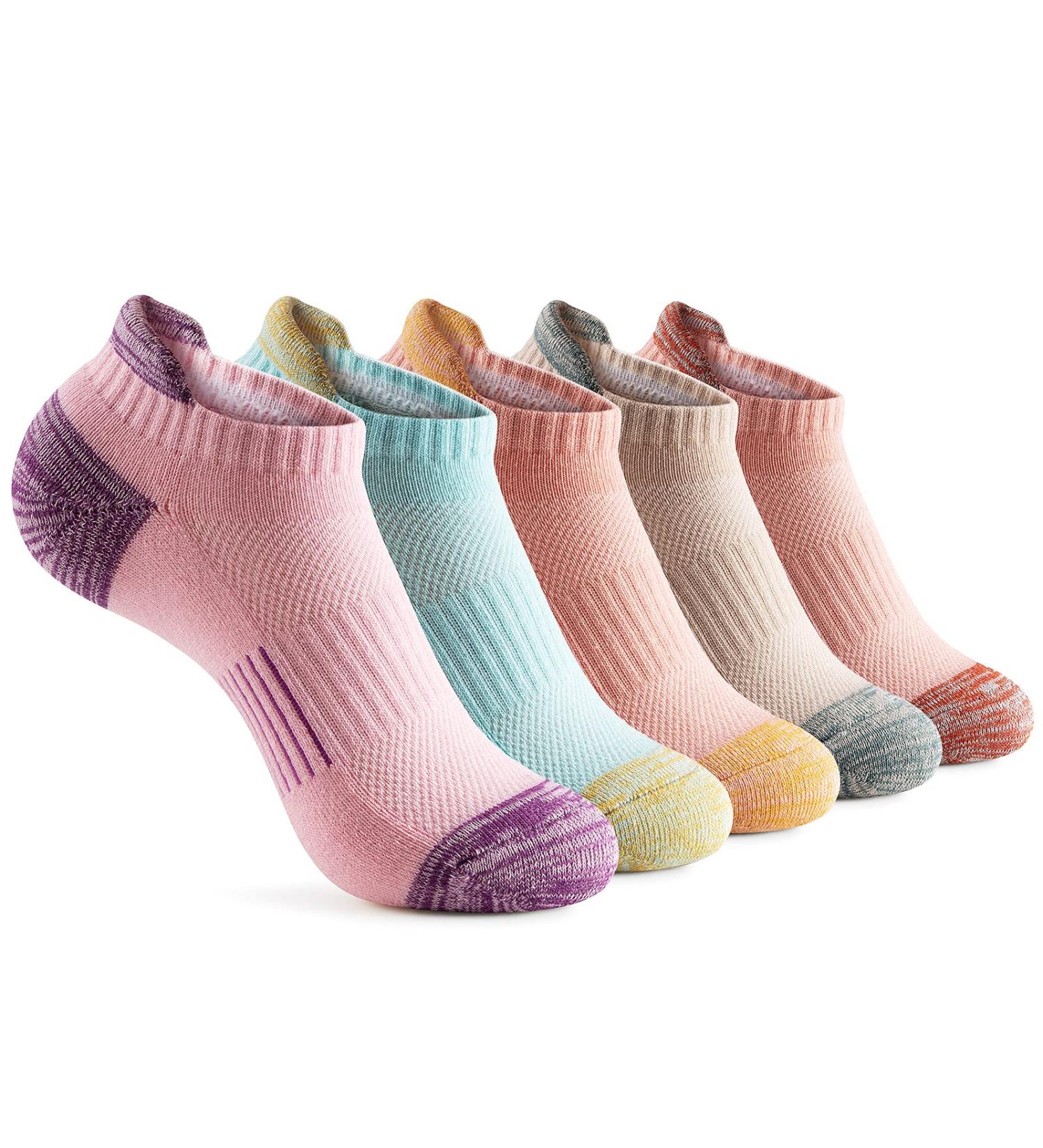 Women's Running Athletic Ankle Socks - 5-Pack Fun Sorbet Colors, Size 8-10 - Buy Online on SooperMarket.com
