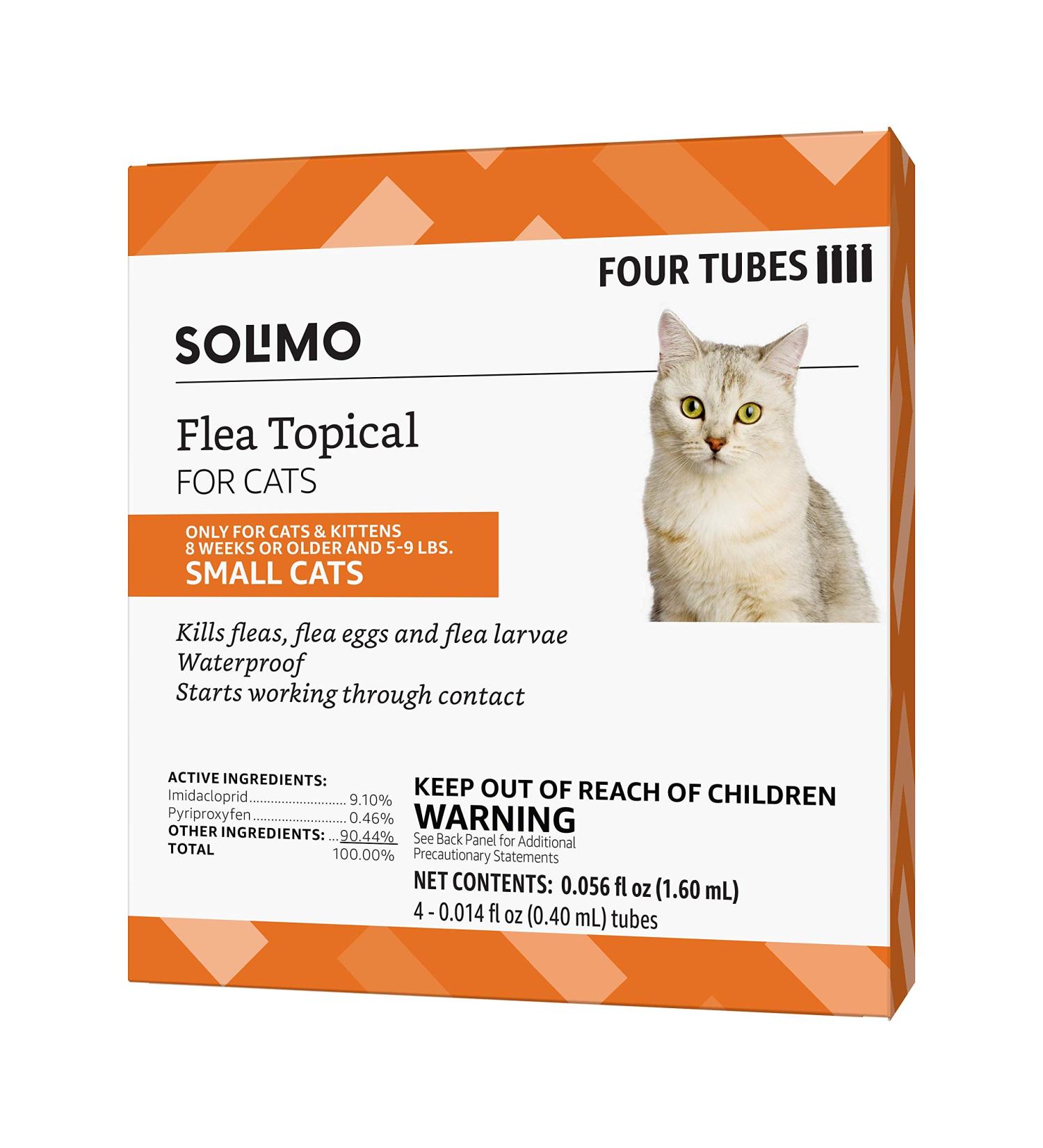 Solimo Flea Topical Treatment for Small Cats - 4 Count (5-9 lbs) | Fast-Acting Formula by Amazon Brand - Buy Online on SooperMarket.com