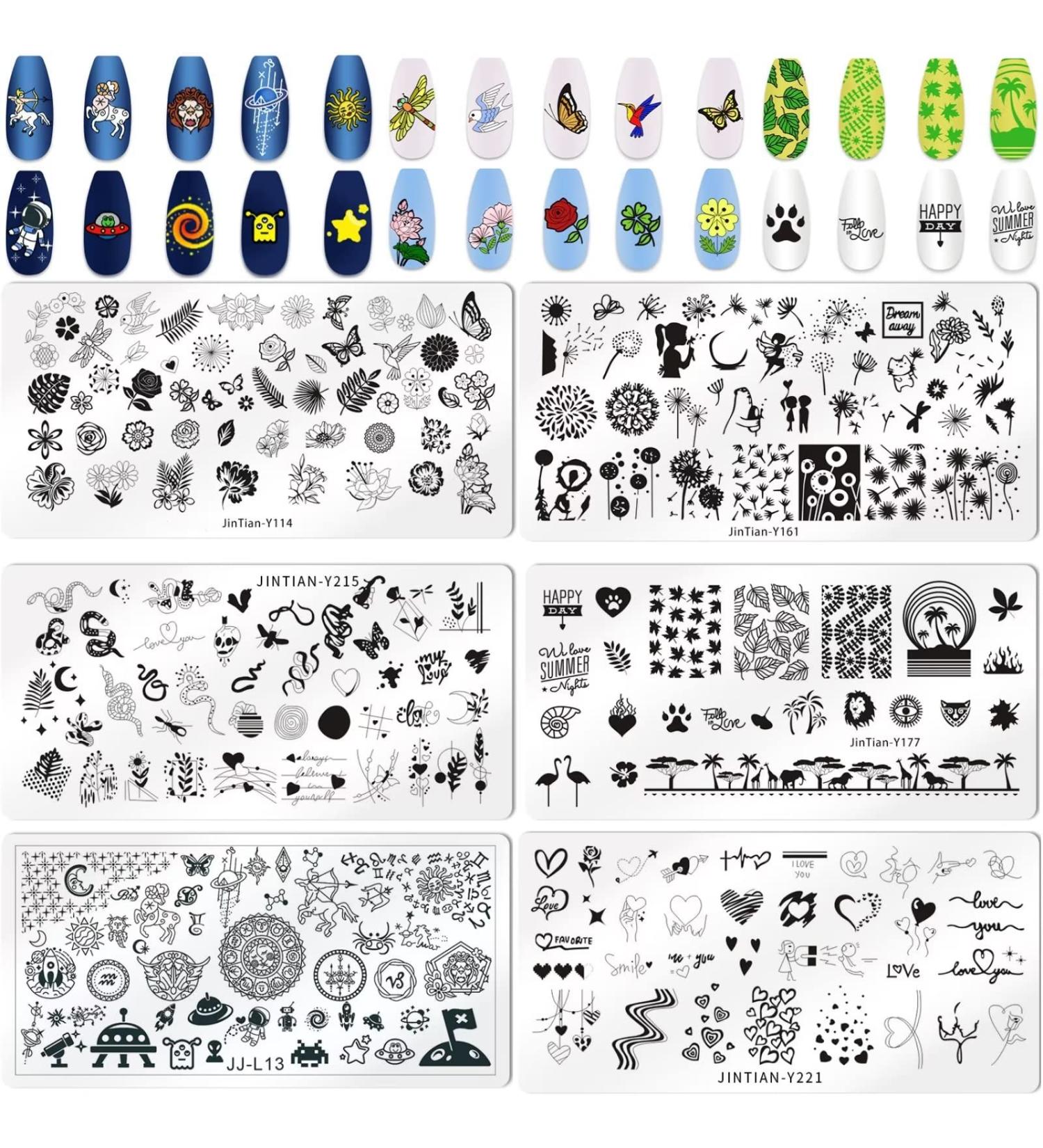 RUNRAYAY 6Pcs Ocean Animal Flower Stamping Plate Collection for Halloween & Christmas Nail Art - Buy Online on SooperMarket.com