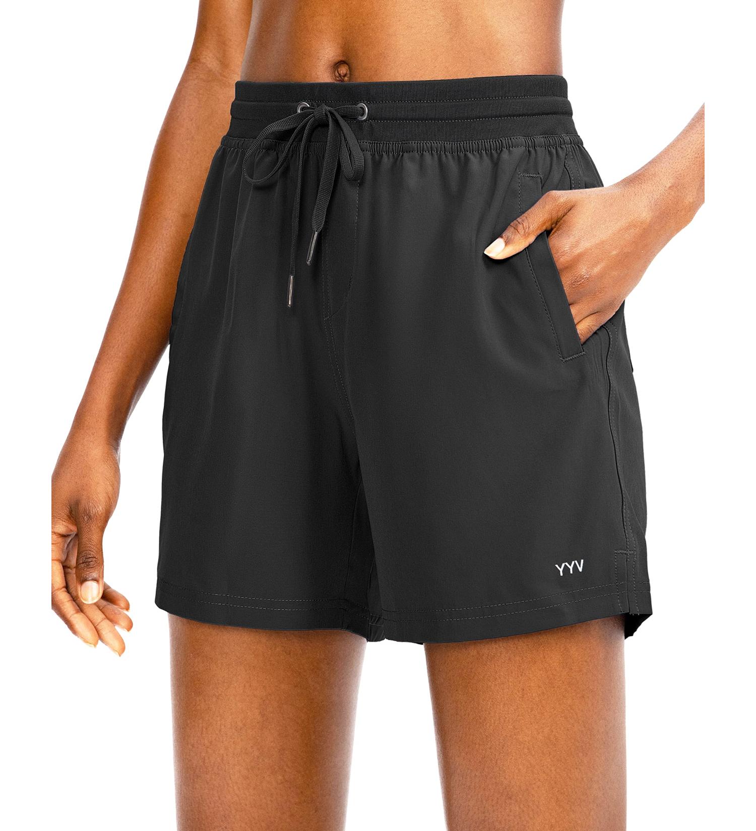 YYV Women's 5 Quick Dry Athletic Hiking Golf Shorts with Pockets - Black (Small) - Buy Online on SooperMarket.com