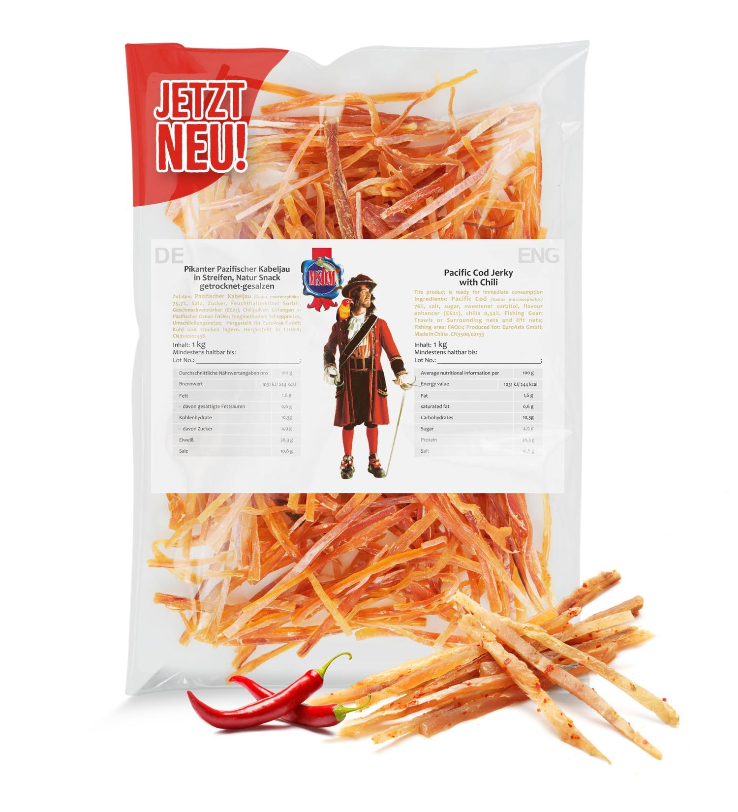 Buy Pacific Cod Spikant 1kg - High Protein Fish Jerky Snack | Omega 3 Keto Alternative | Dry Fish & Meat Chips - Buy Online on SooperMarket.com