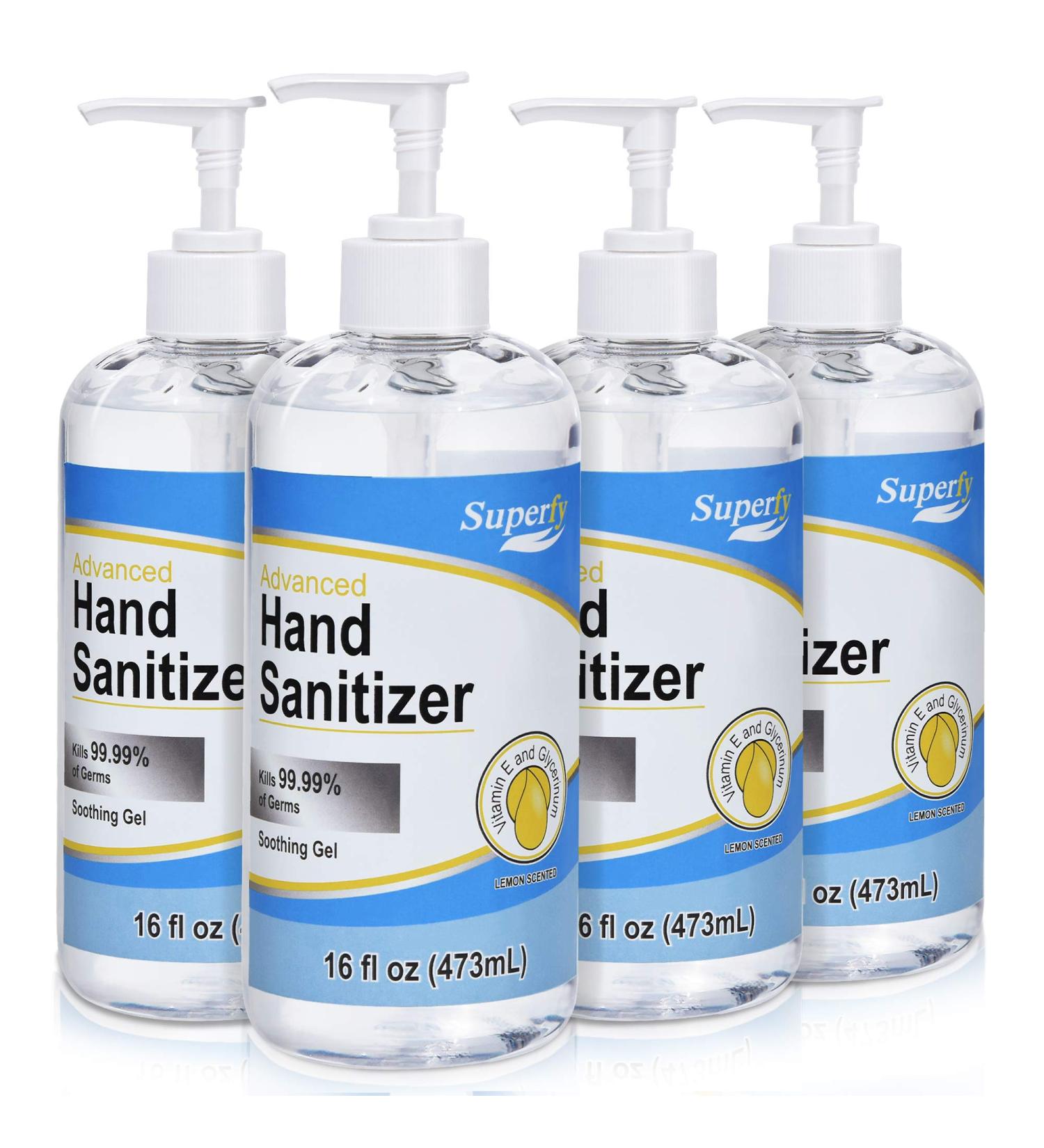 Superfy Moisturizing Hand Sanitizer Gel with Pump - 16 fl.oz, Pack of 4 - Buy Online on SooperMarket.com