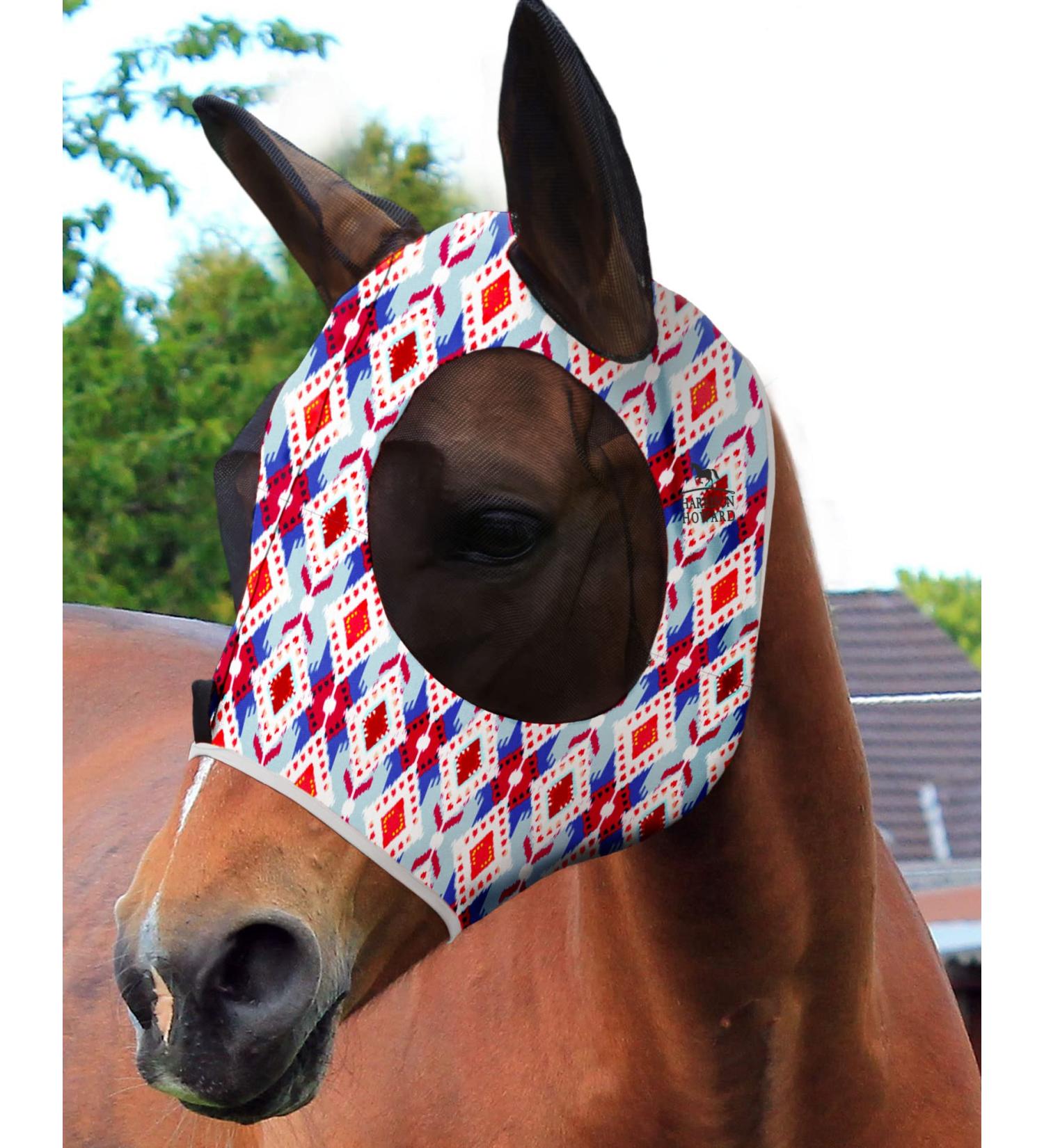 Harrison Howard Super Comfort Stretchable Fly Mask for Horses | UV Protection Soft & Breathable | XL Extra Full Size Tribal Abstract - Buy Online on SooperMarket.com
