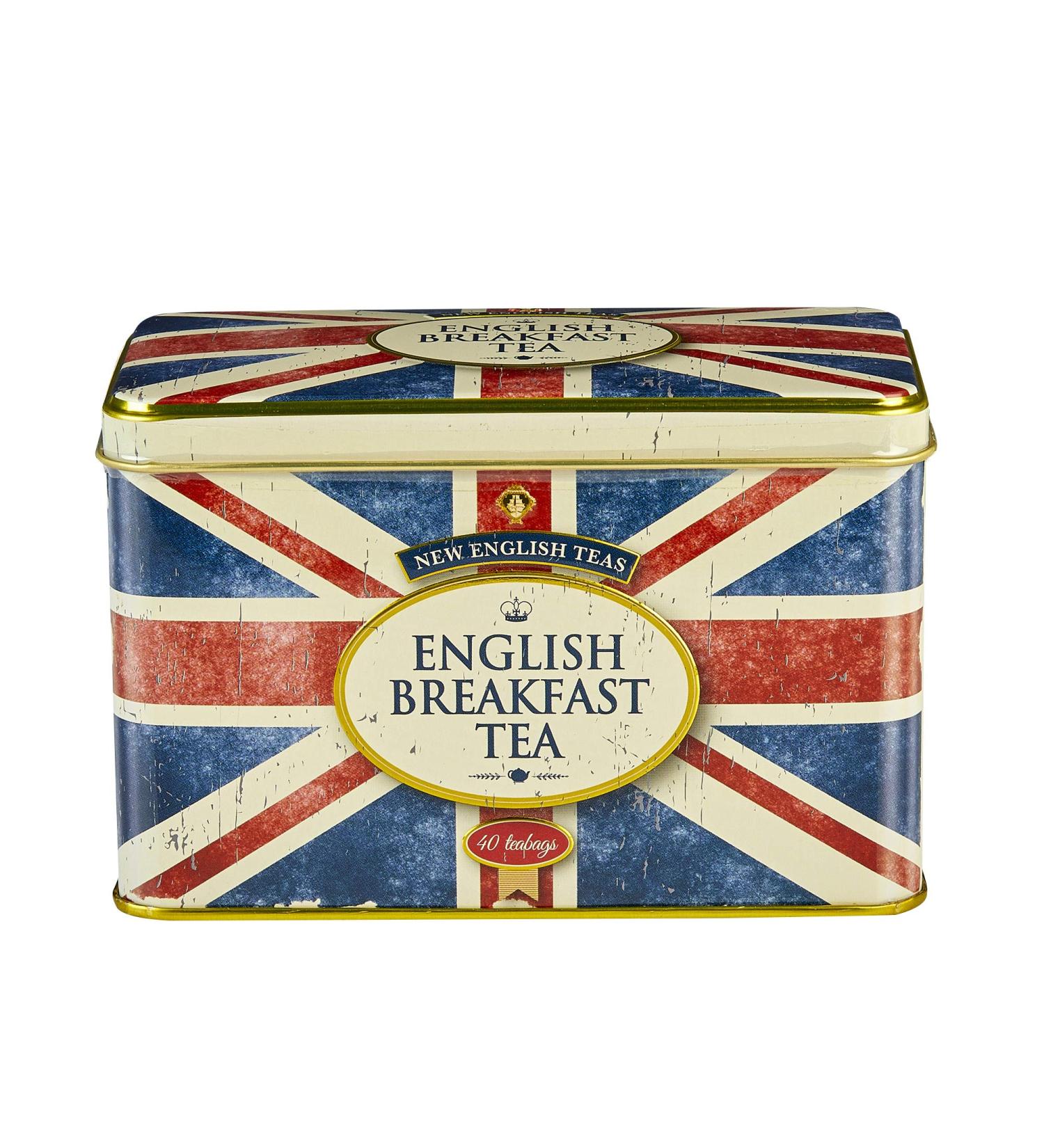 New English Teas Union Jack Tea Tin - 40 English Breakfast Teabags - 80 Count Pack - Premium Quality Tea - Buy Online on SooperMarket.com