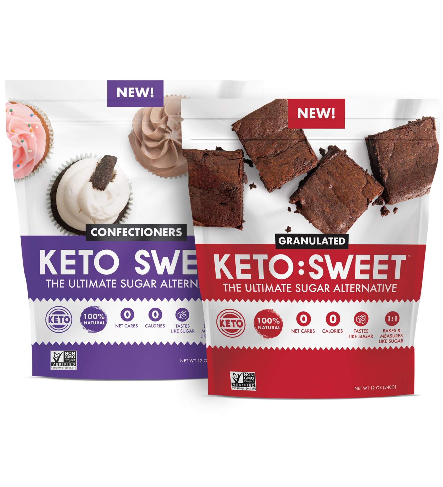 Keto Sweet: 100% Natural Erythritol Granulated & Confectioner Baking Combo Pack - 12oz (Pack of 2) - Buy Online on SooperMarket.com