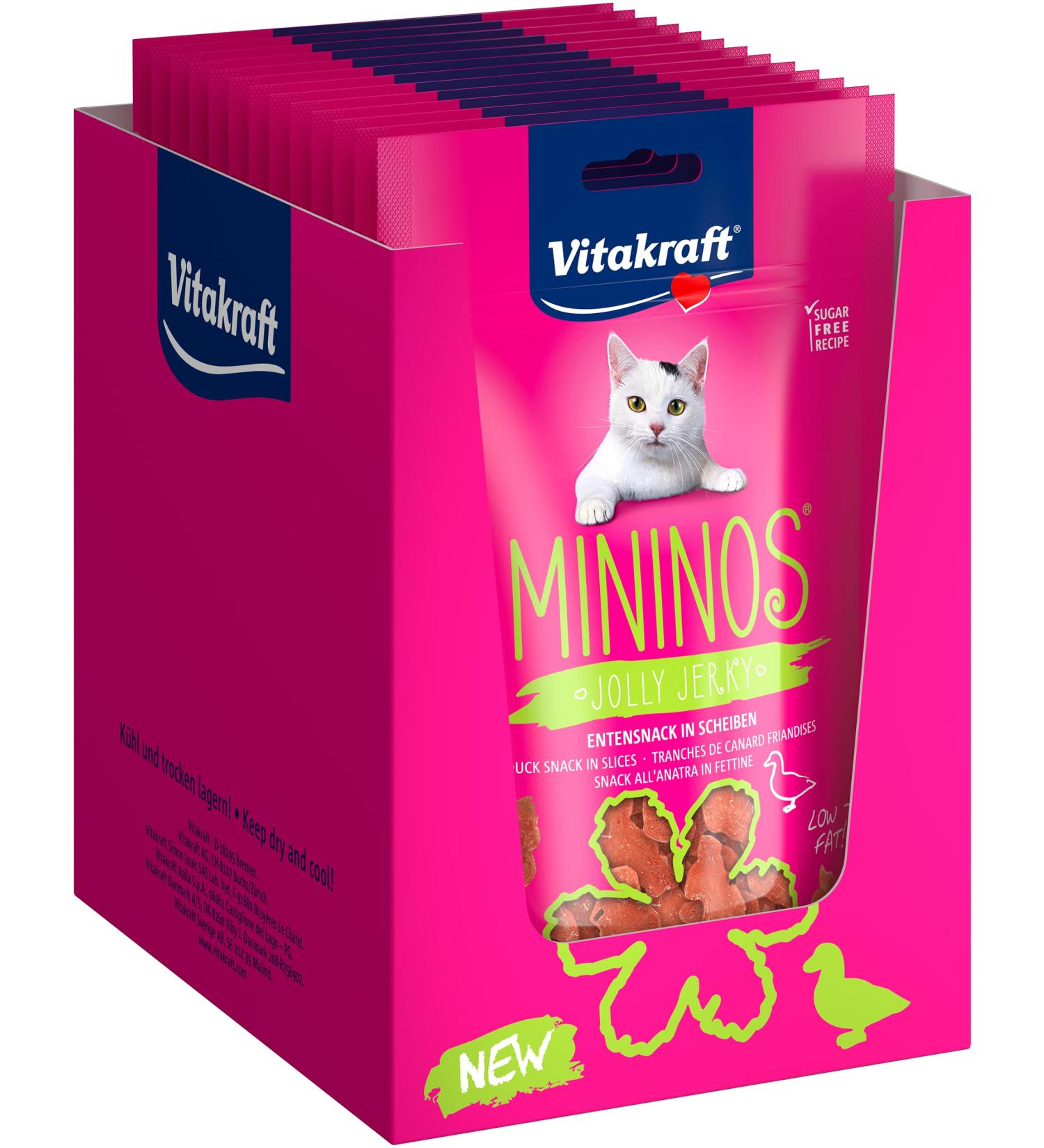 Vita Power Mininos Jolly Jolly Duck Snack Slices for Cats - Low Fat No Added Sugar Perfect Reward & Pampering Treats (13x40g) - Buy Online on SooperMarket.com