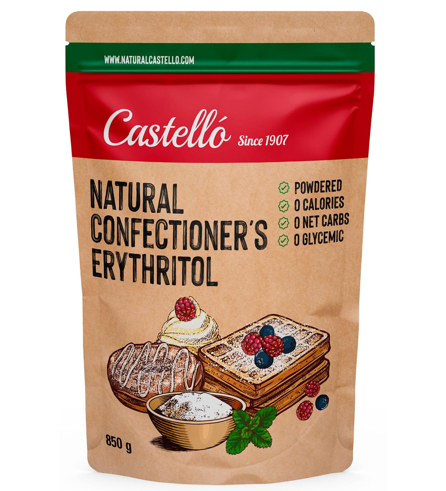 Natural Erythritol Powdered Sugar | 0 Calories Keto & Paleo | 850g - Castello Since 1907 - Natural Sugar Substitute - Buy Online on SooperMarket.com