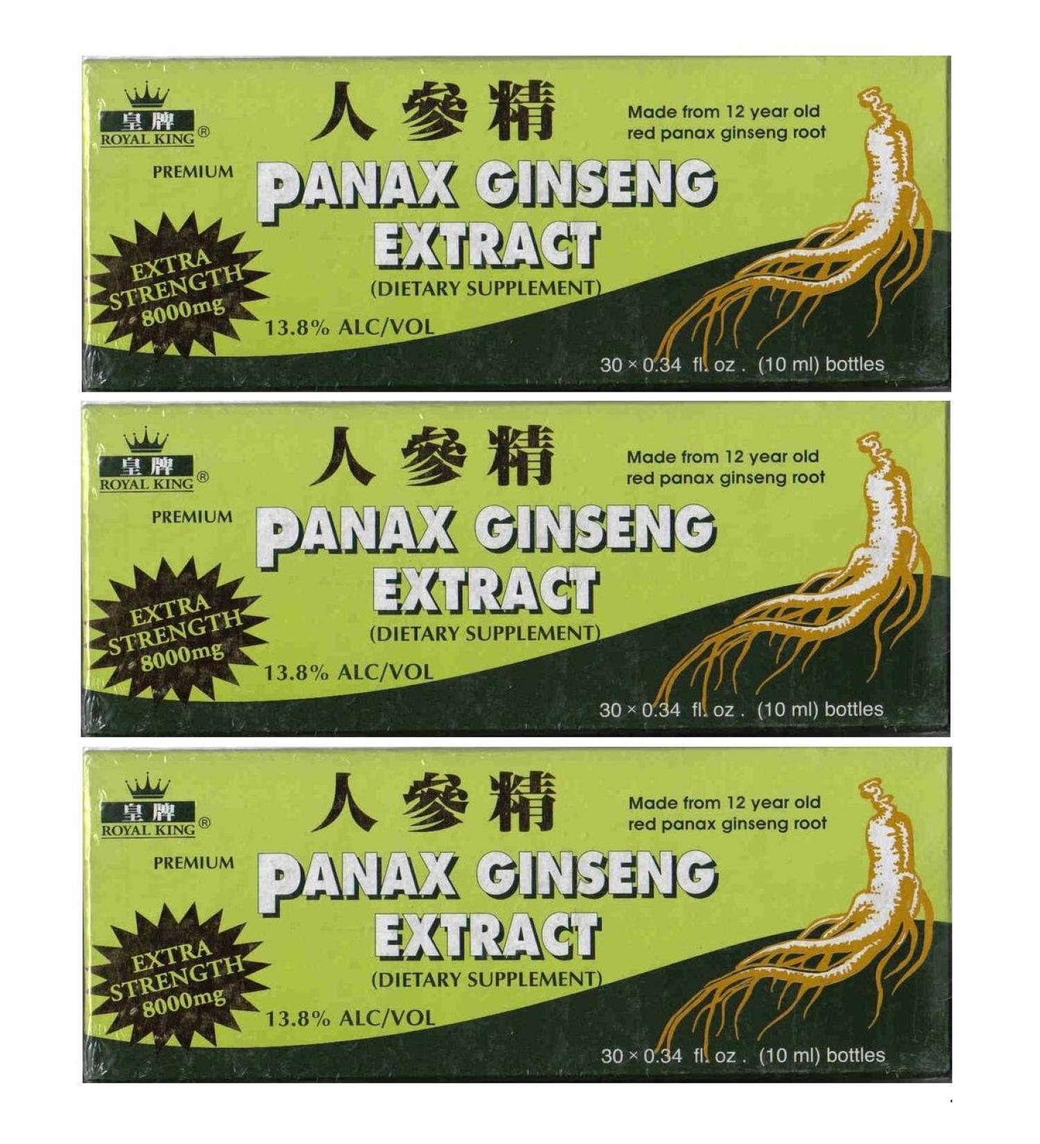 Royal King Panax Ginseng Extract 8000mg 30 Vial - Pack of 3 Boxes - High Potency Alcohol Infused Formula - Buy Online on SooperMarket.com