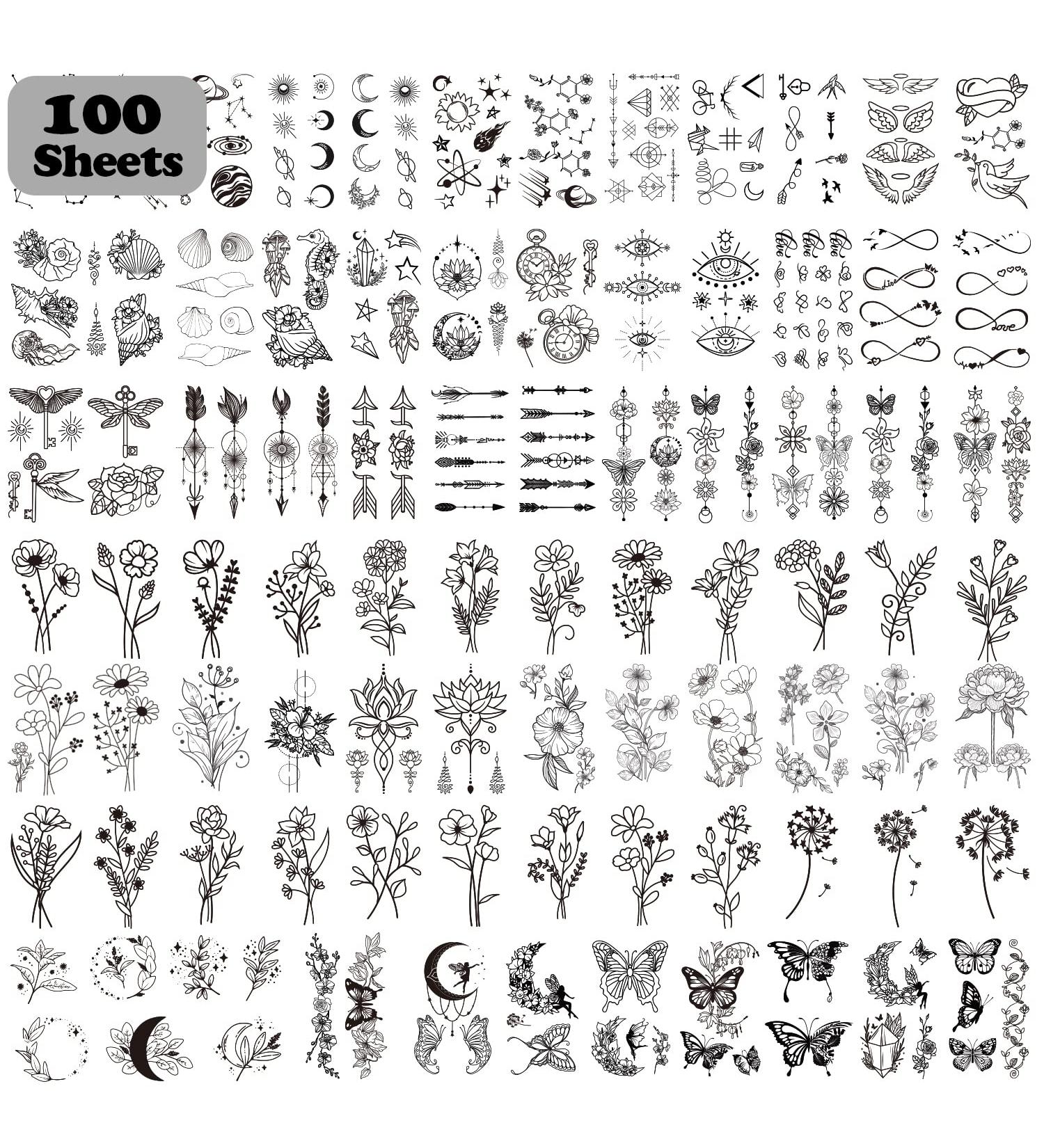 Cerlaza 100 Sheets Temporary Tattoos for Women - 420 Mixed Styles Fake Tattoo Stickers - Realistic Henna Body Art Sticker Set - Buy Online on SooperMarket.com