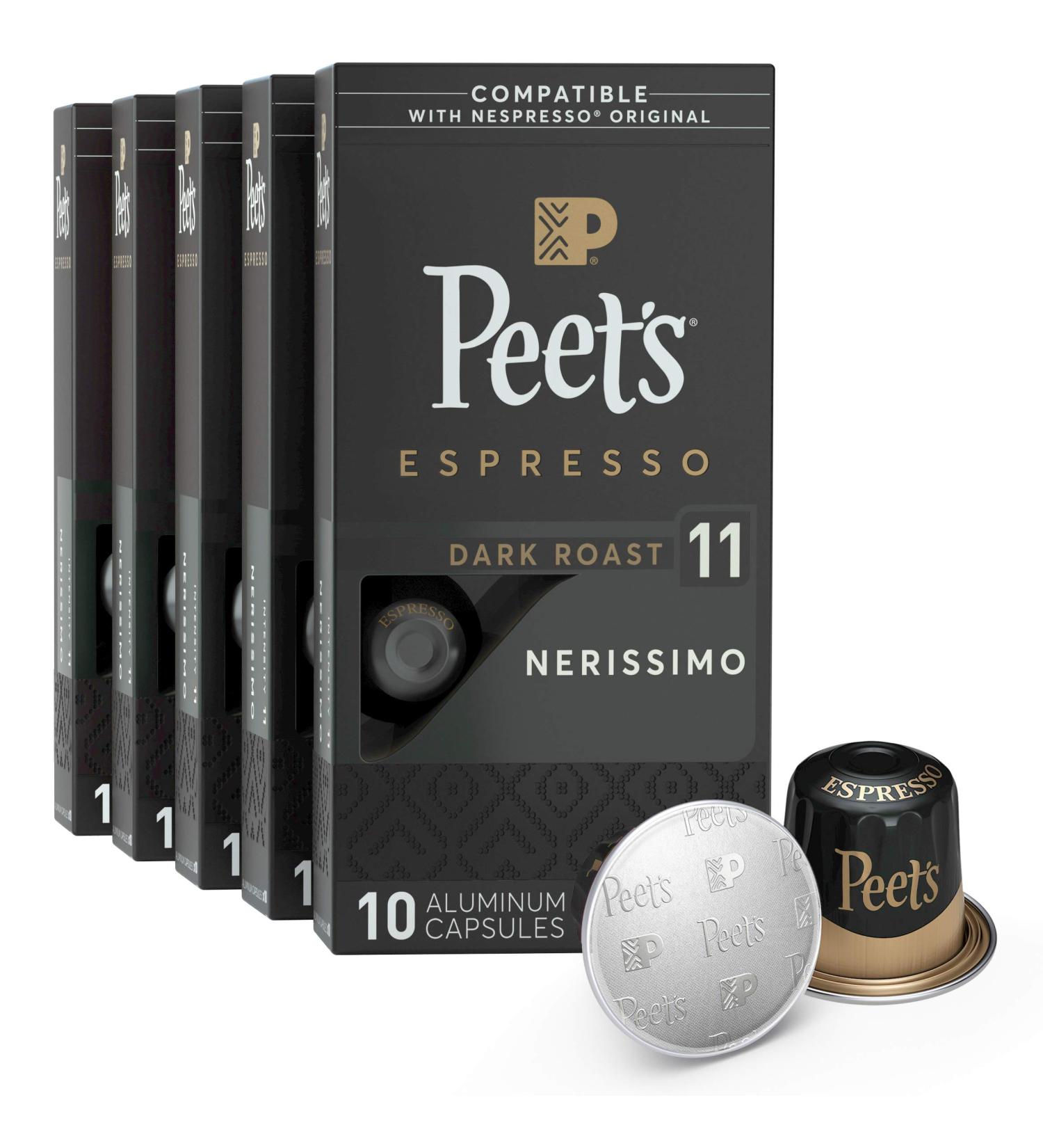 Peet's Coffee Dark Roast Espresso Capsules for Nespresso Original Machines - 50 Count - Nerissimo Intensity 11 - Buy Online on SooperMarket.com