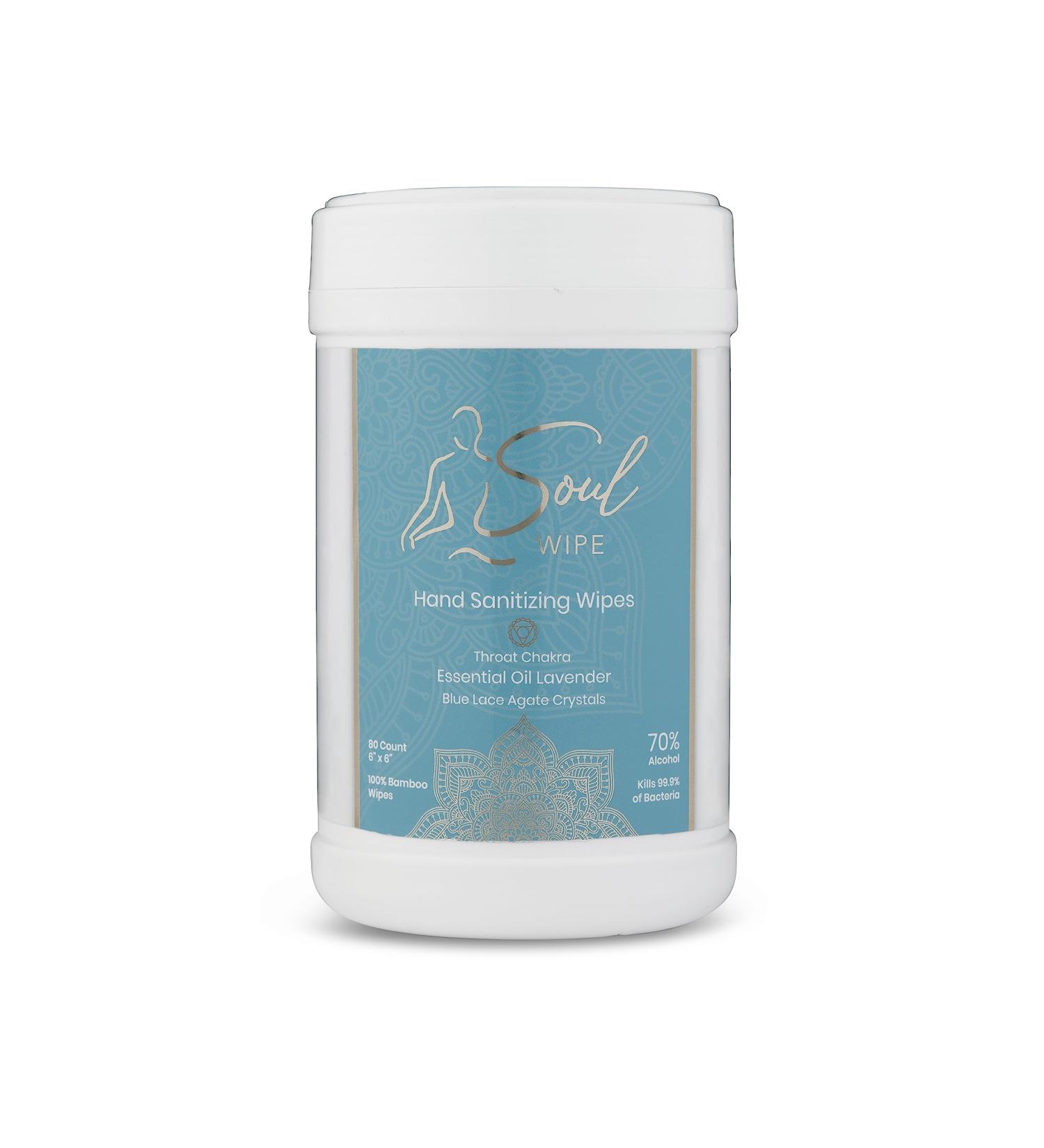 Natural Lavender Hand Sanitizing Wipes with Essential Oils - Throat Chakra Meditative Tool - Buy Online on SooperMarket.com
