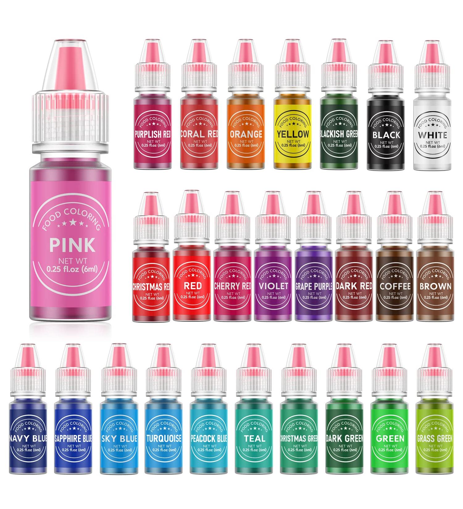 Food Coloring for Baking - 26 Vibrant Cake Food Coloring Liquid Set for Dessert Decorating  Food Grade Food Dye for Icing Fondant Cookies Easter Egg Making DIY Supplies Kit- 0.25 Fl. oz (6 ml)/Bottles - Buy Online on SooperMarket.com