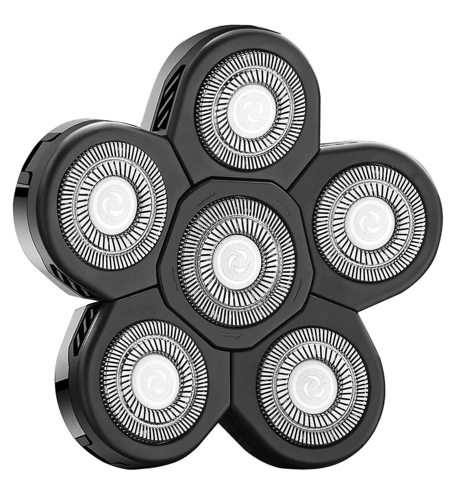 FOXSONIC 6 Blades Electric Shaver Replacement Heads - Bald Shaver with Blade Cover - Black - Buy Online on SooperMarket.com