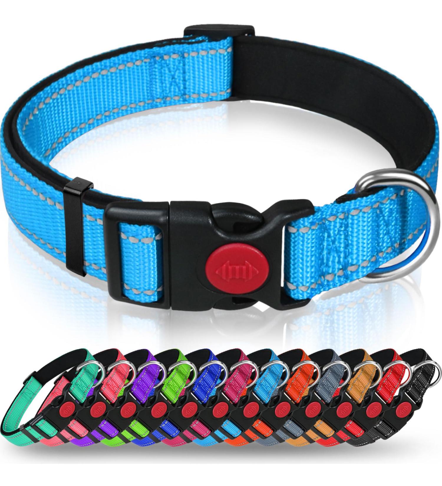 Taglory Soft Padded Neoprene Dog Collar for Medium Dogs - Adjustable Reflective Sky Blue - Perfect for Training - 1-Pack - Buy Online on SooperMarket.com
