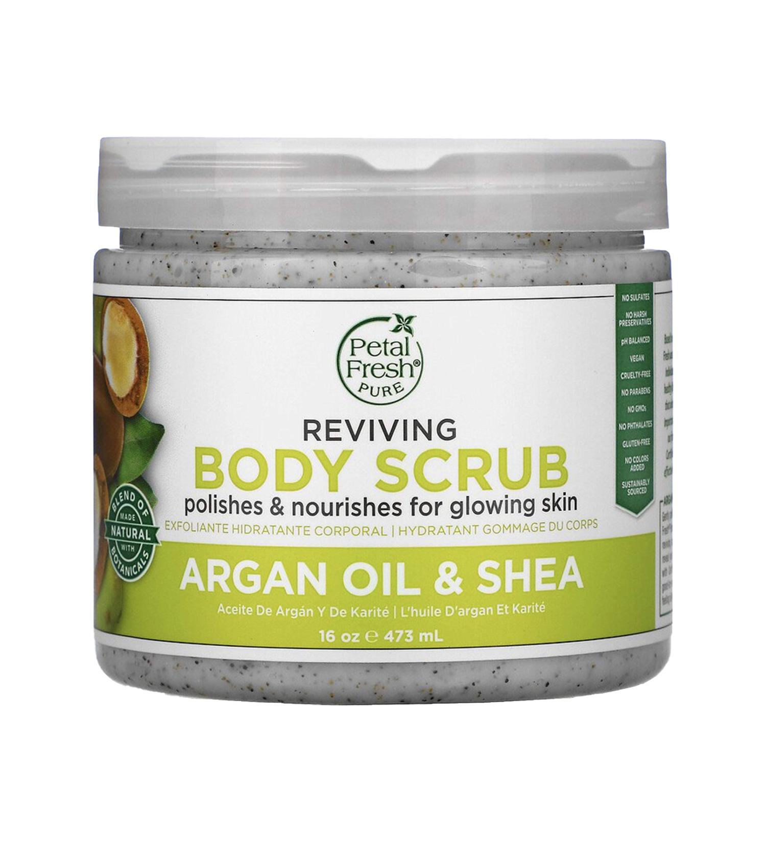 Petal Fresh Argan Oil & Shea Body Scrub 16 oz - Nourishing Exfoliant for Radiant Skin - Buy Online on SooperMarket.com
