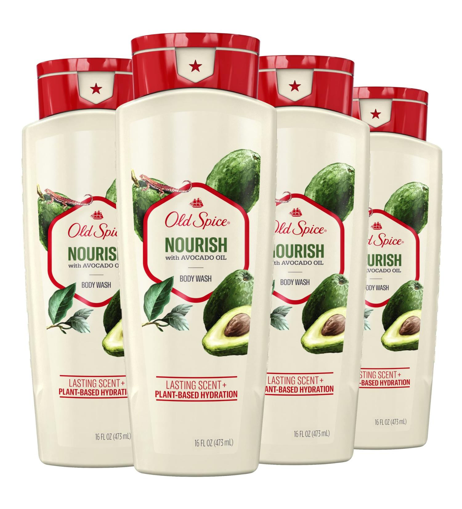 Old Spice Men's Body Wash Nourish with Avocado Oil 16 Fl Oz - Pack of 4 - Buy Online on SooperMarket.com