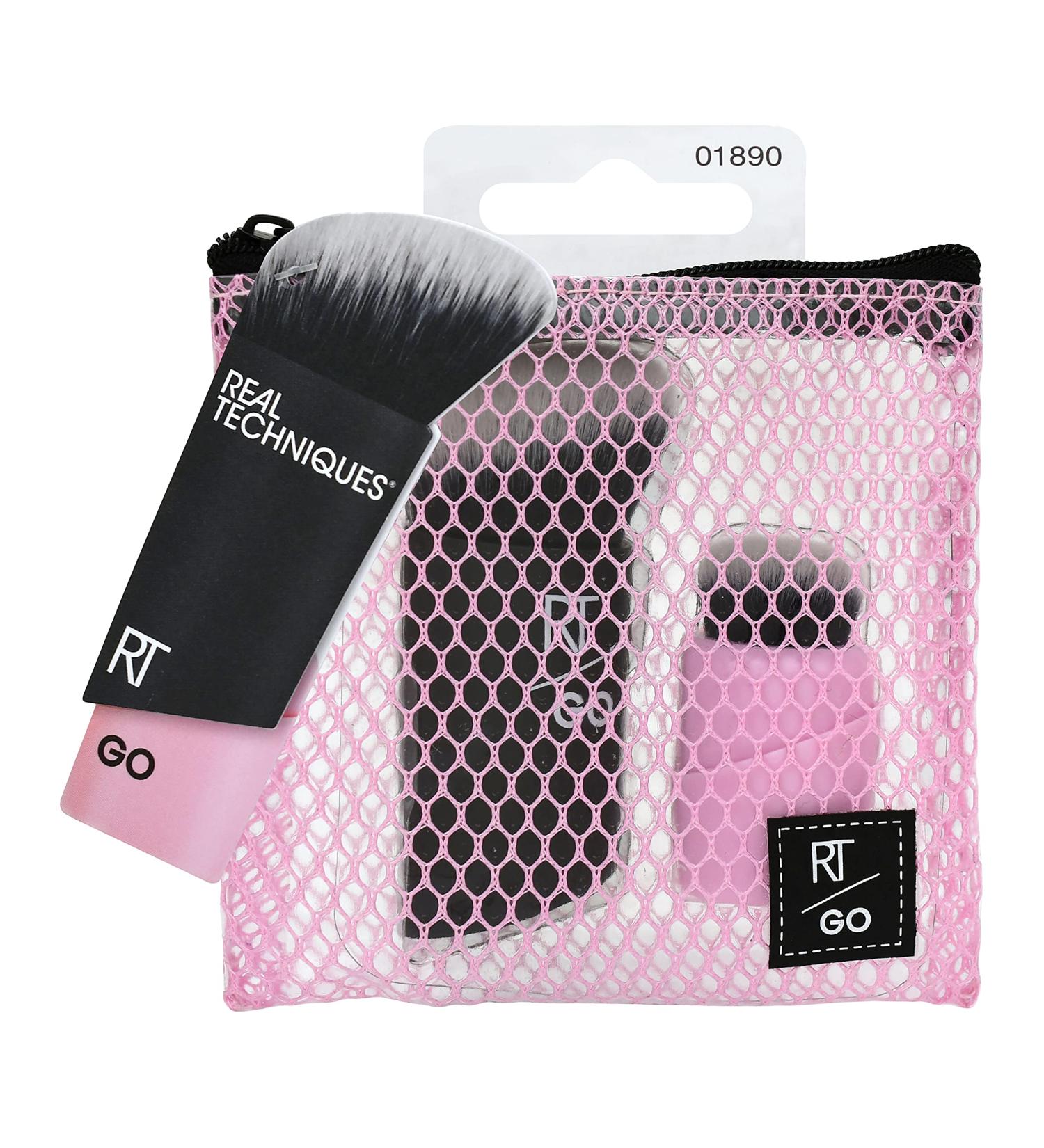 Real Techniques Go! Mini Travel Makeup Brushes Set - Foundation & Highlighter Duo - Buy Online on SooperMarket.com