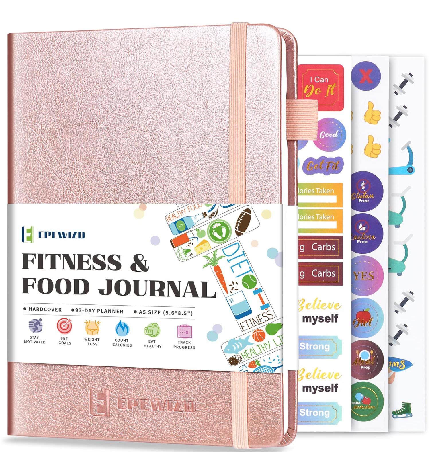 EPEWIZD Rose Gold Wellness Planner & Workout Journal - 3 Month Undated Fitness Tracker for Men & Women - Track Meals, Exercise & Weight Loss Goals - Buy Online on SooperMarket.com