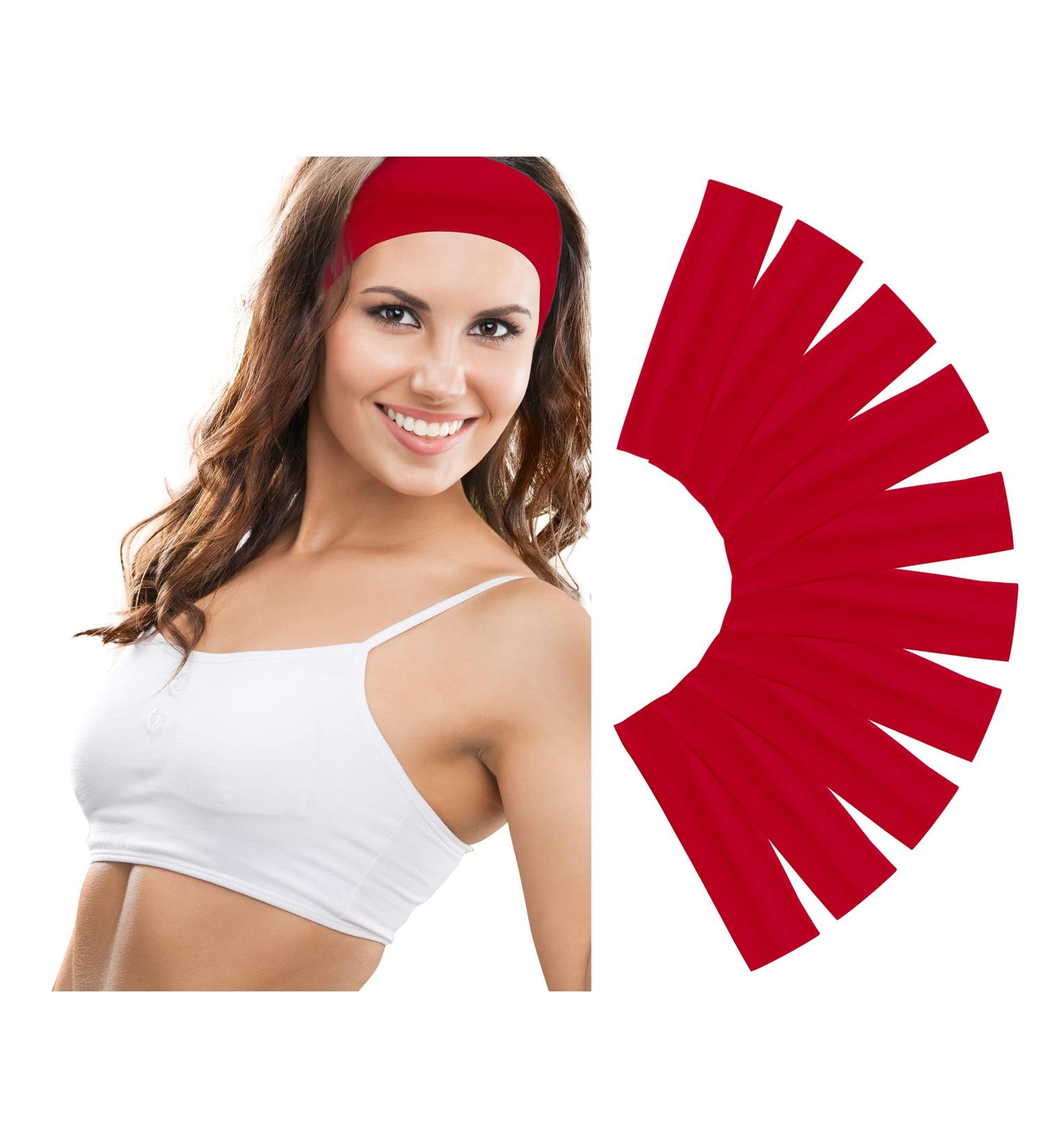 Styla Hair 10 Pack Stretch Non-Slip Headbands - True Red for Sports, Yoga, Gym & Casual Wear - Buy Online on SooperMarket.com