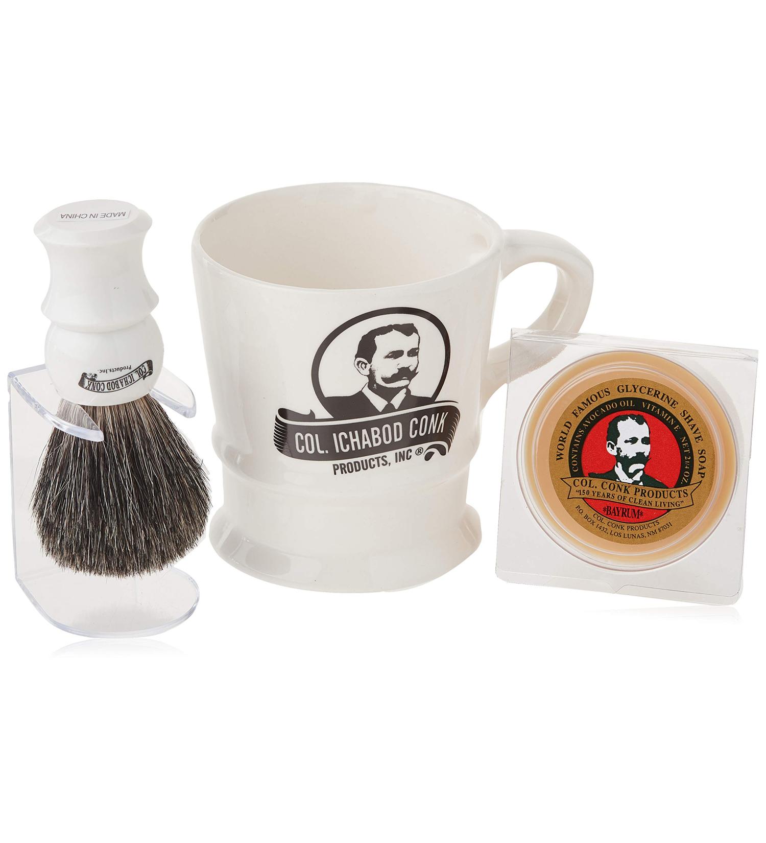 Buy Colonel Conk Model 221 Mug with Mixed Badger Brush and Soap - Premium Shaving Kit for International Shipping - Buy Online on SooperMarket.com