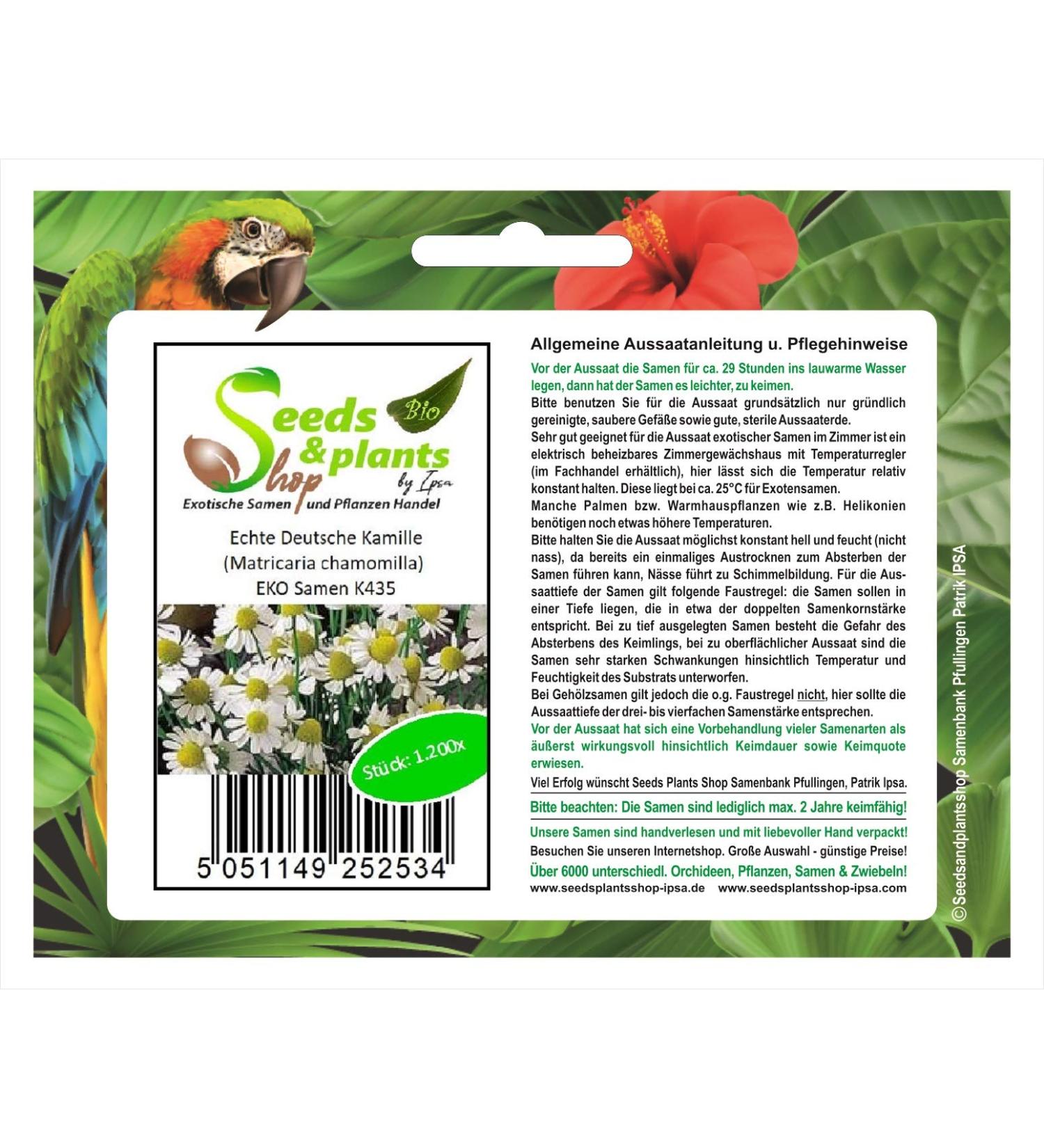 Pcs - 1200x Real German Chamomile Matricaria Chamomilla EKO Plants - Seeds K435 & Plants Shop by Ipsa - Buy Online on SooperMarket.com