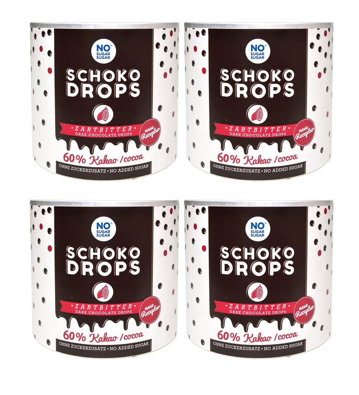 No Sugar Sugar Daring Bitter Chocolate Drops 60% Cocoa - 250g Box | Sugar-Free Erythritol & Stevia Sweetened - 4 Pack - Buy Online on SooperMarket.com