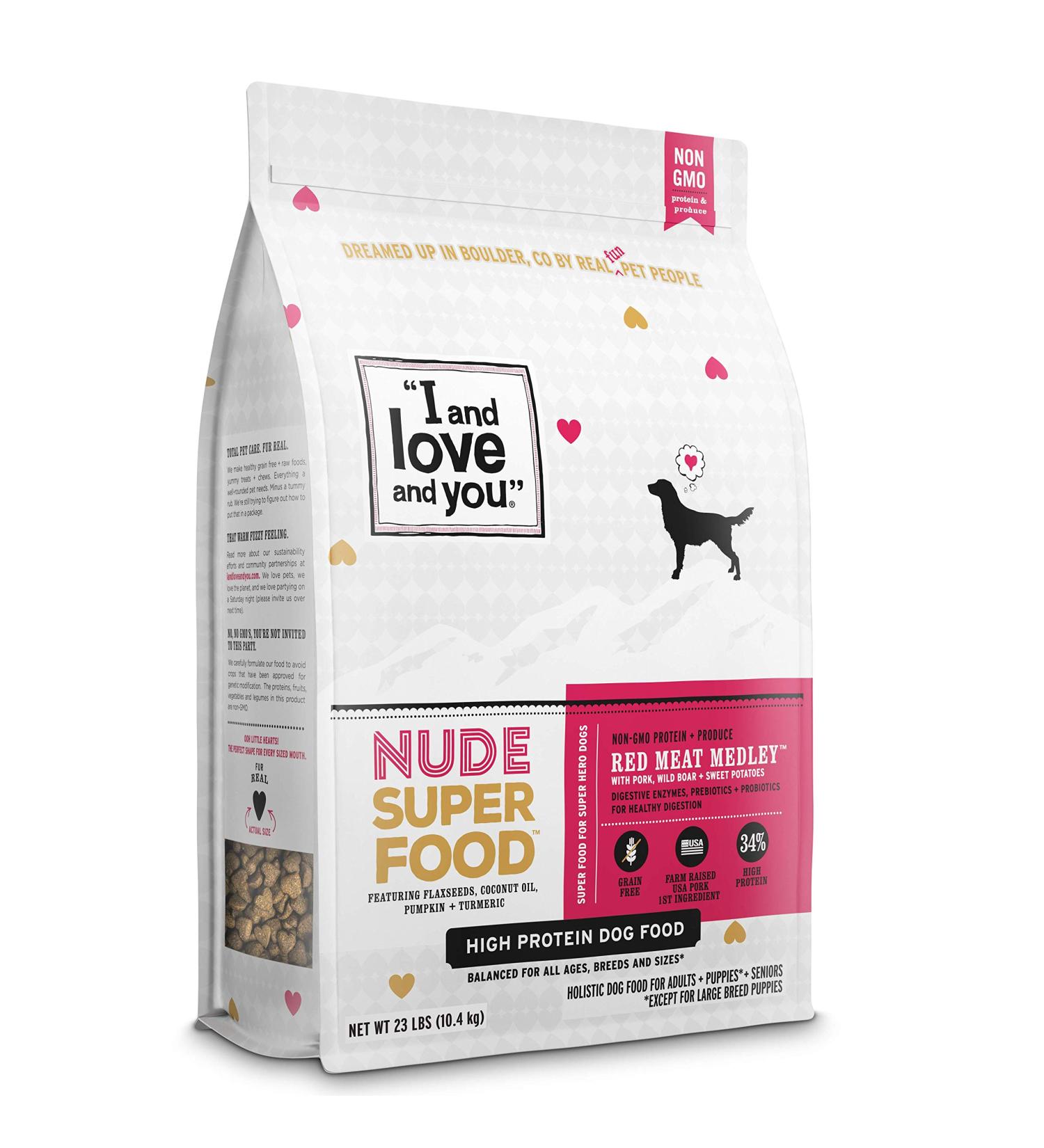 Nude Superfood Dry Dog Food - Grain Free Kibble with Probiotics & Digestive Enzymes for Dogs - Red Meat Medley 23 lb - Buy Online on SooperMarket.com