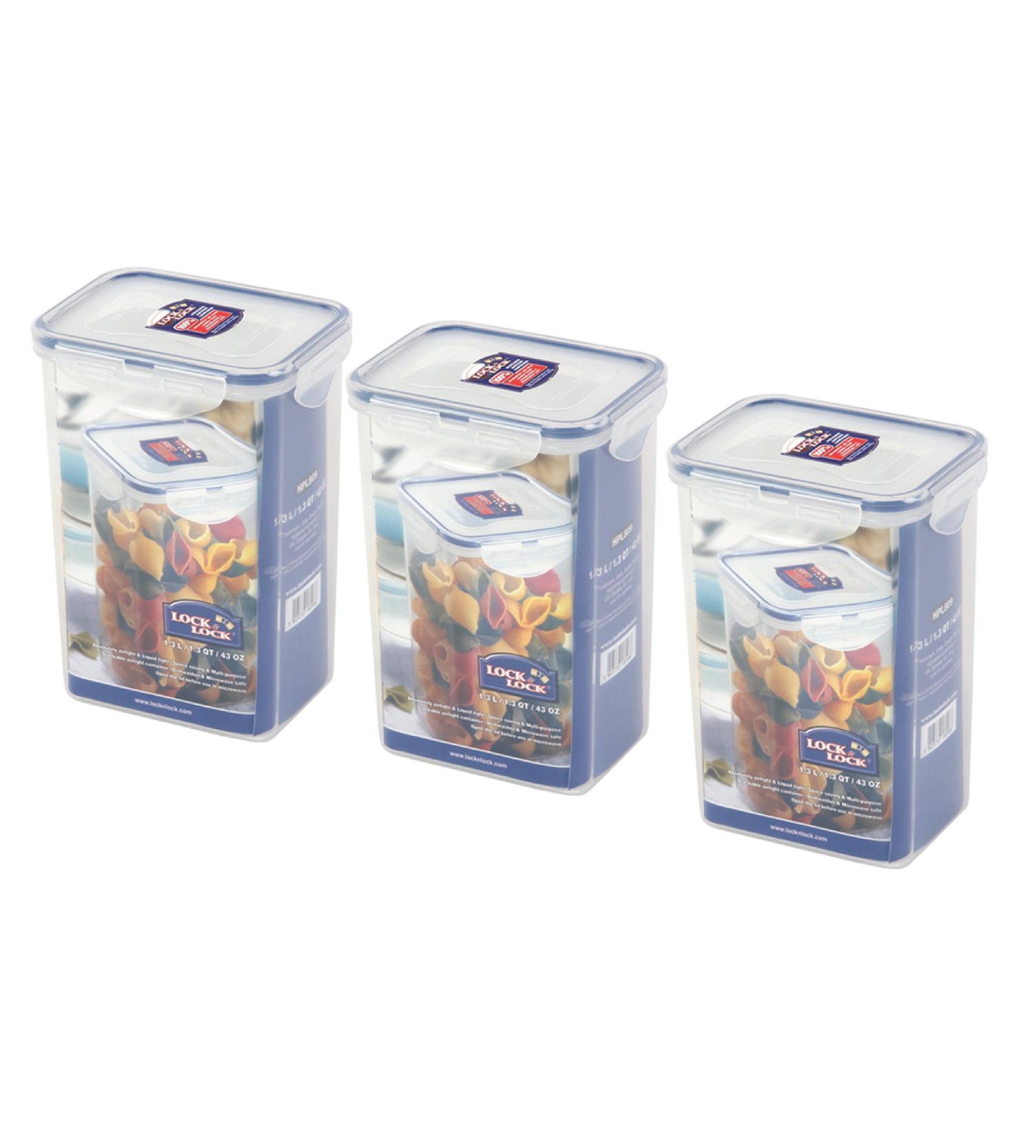 Lock & Lock HPL809 Pasta/Food Storage Container 1.3L - 3 Pack | Durable & Airtight | International Shipping Available - Buy Online on SooperMarket.com