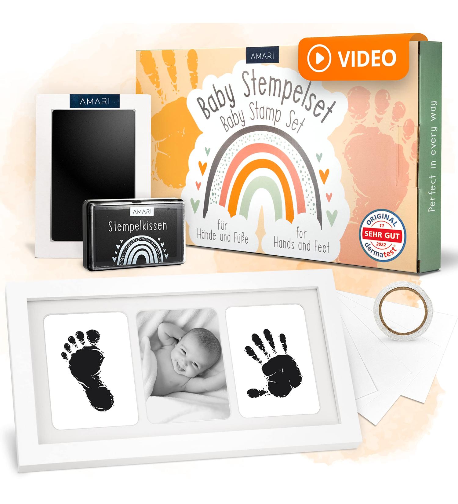Amari Baby Handprint & Footprint Set - Perfect Birth Gift with Stamp Cushions & Printing Cards - Cherished Keepsake Frame for Baby Parties - Buy Online on SooperMarket.com