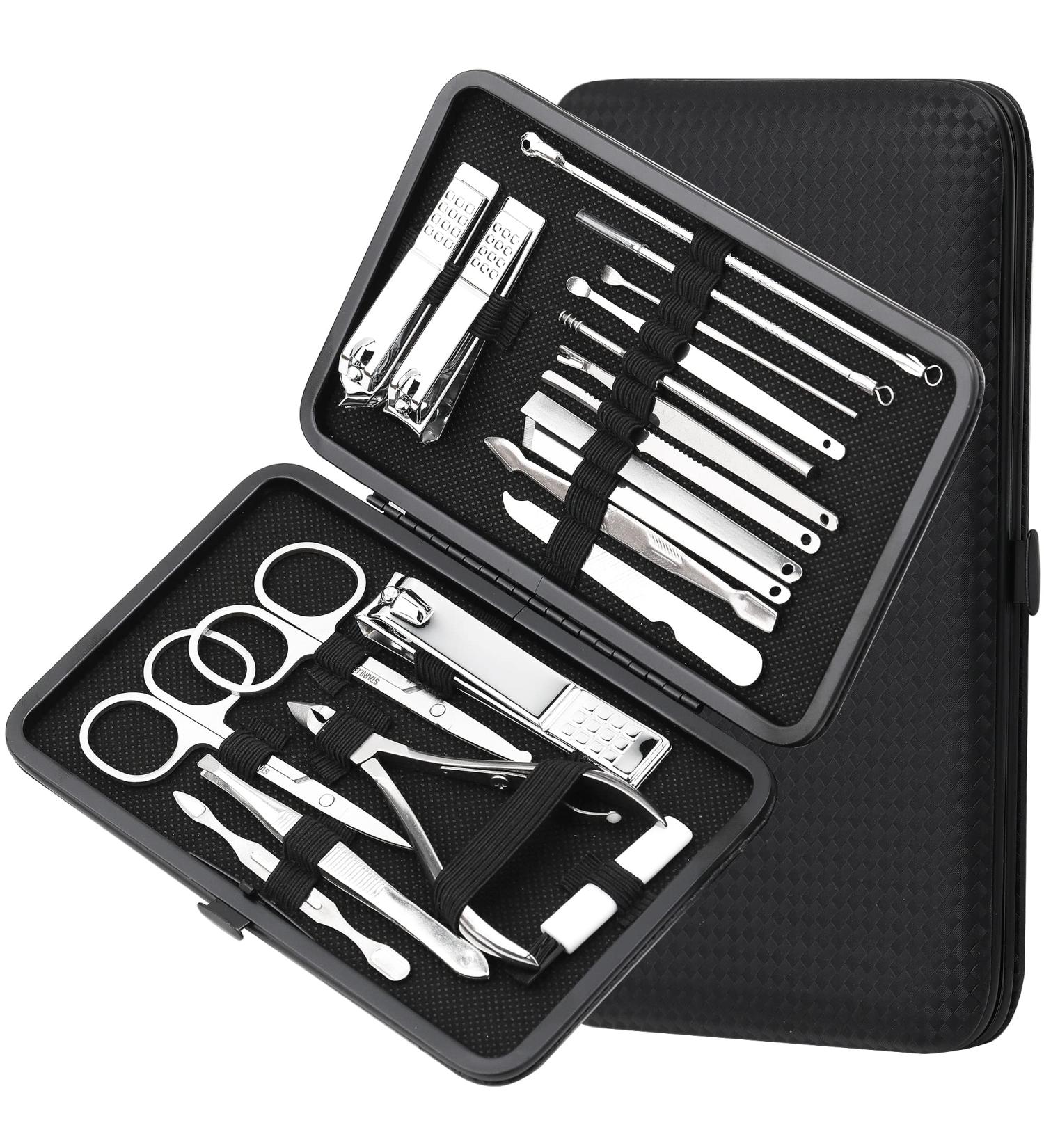 20-Piece Stainless Steel Manicure & Pedicure Kit with Travel Case - Buy Online on SooperMarket.com