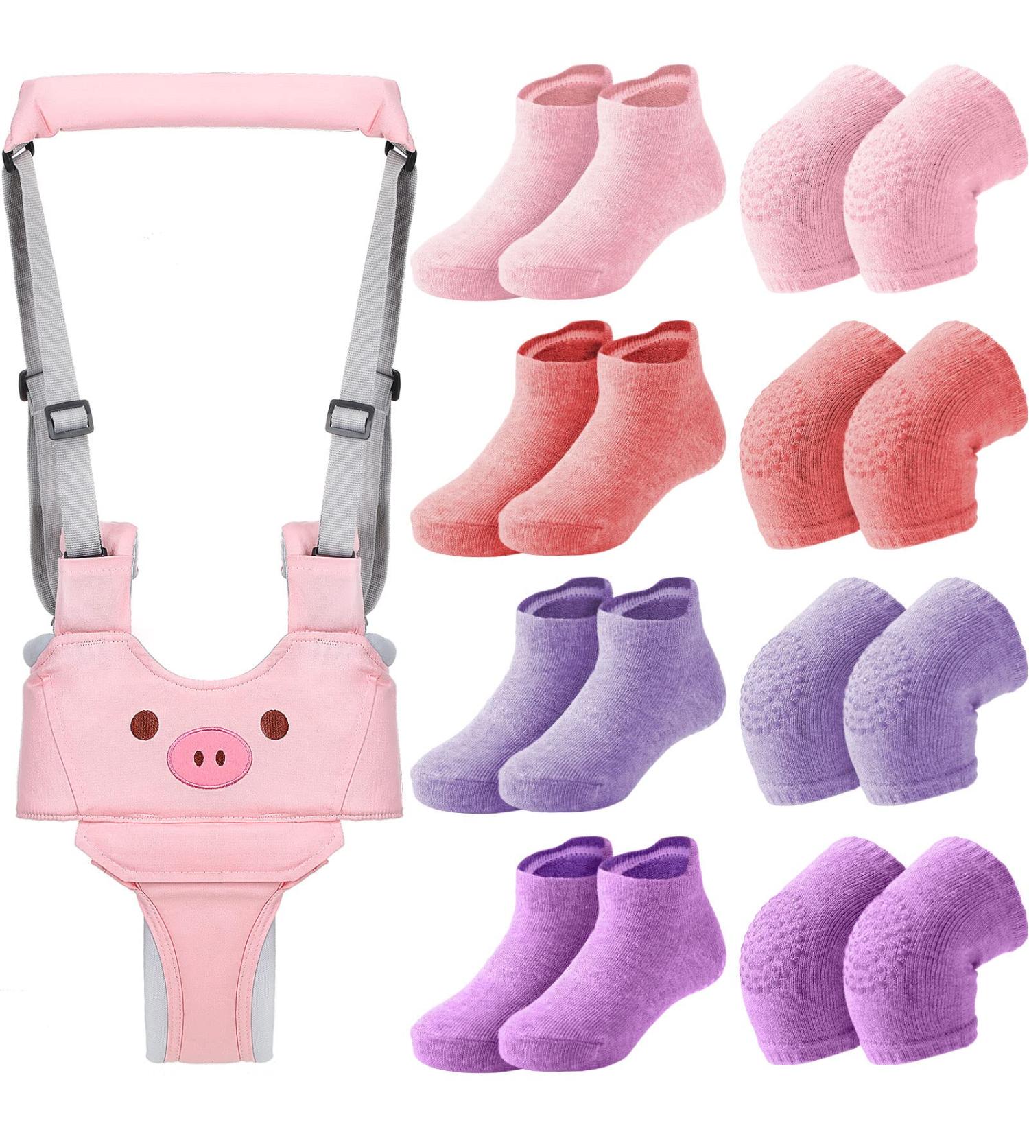Baby Walking Harness with Non-Slip Toddler Socks and Knee Pads | Adjustable Toddler Walking Assistant for 7-24 Months - Buy Online on SooperMarket.com