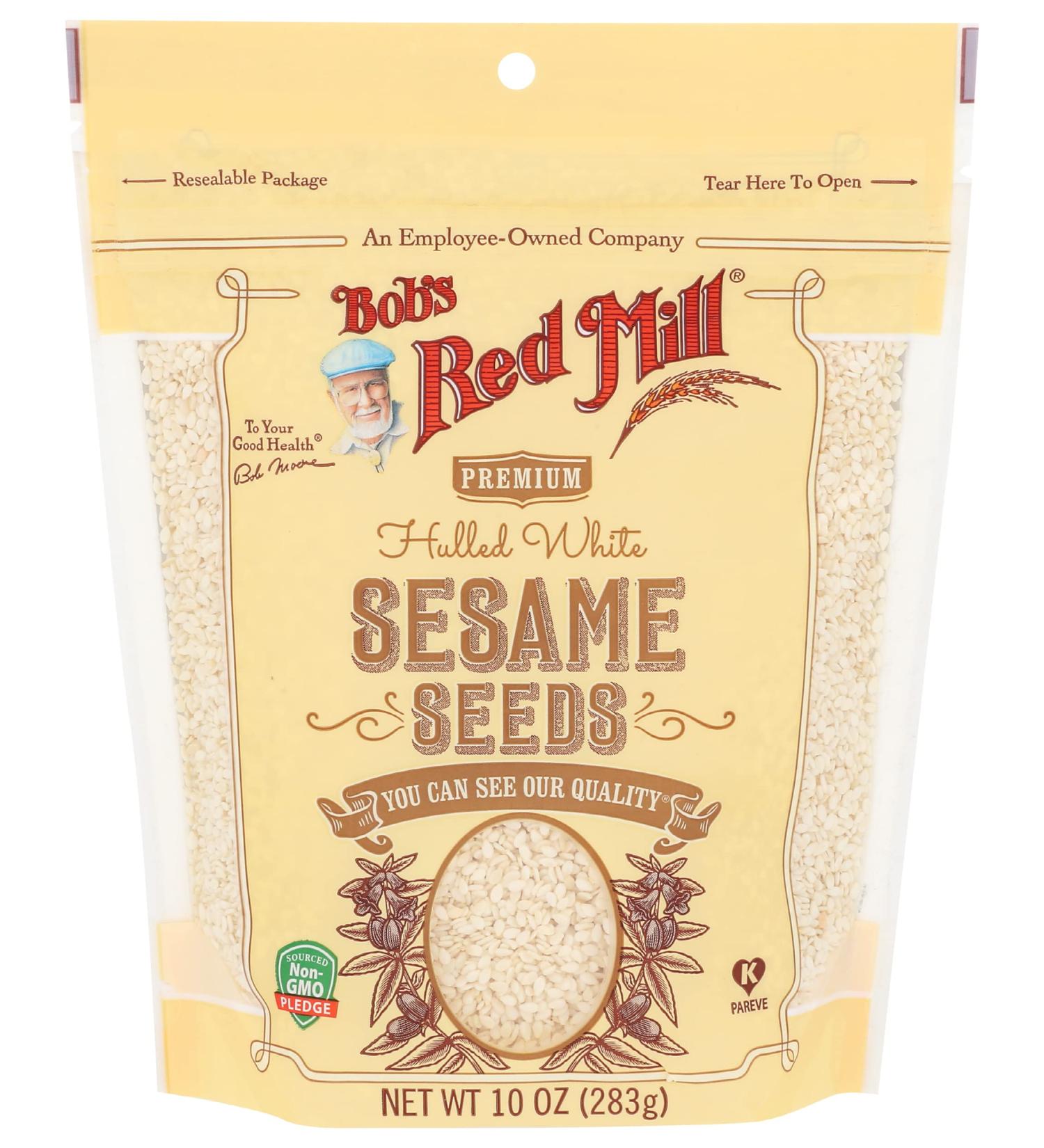 Bob's Red Mill White Hulled Sesame Seeds - 10oz Resealable Stand Up Bag | Premium Quality Sesame Seeds - Pack of 1 - Buy Online on SooperMarket.com