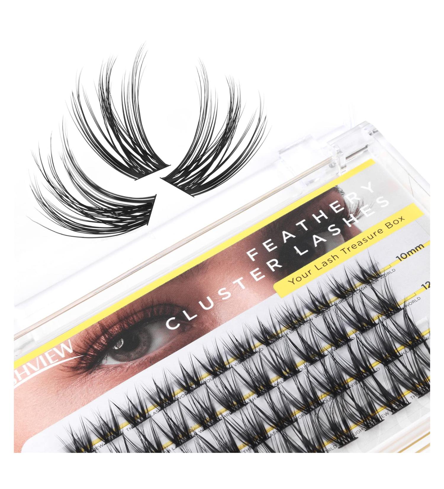 LASHVIEW DIY Cluster Lash Extensions for Self-Application - 48 Pcs, 3D Rapid Soft and Lightweight, Style D10 Mix (10/12/14/16mm) - Buy Online on SooperMarket.com