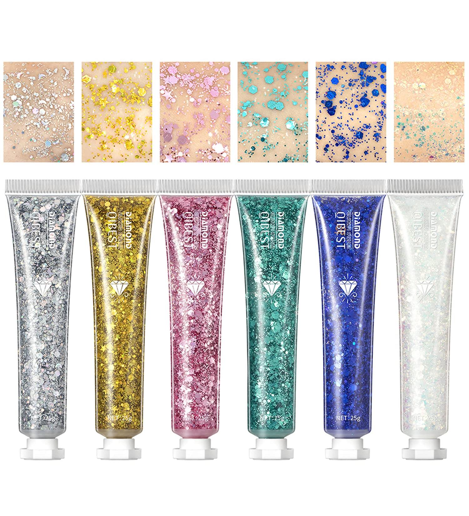6 Colors Glitter Gel Set for Eyes, Hair, Nails - Sparkling Mermaid Holographic Sequins - Festival & Halloween Makeup Kit - Buy Online on SooperMarket.com