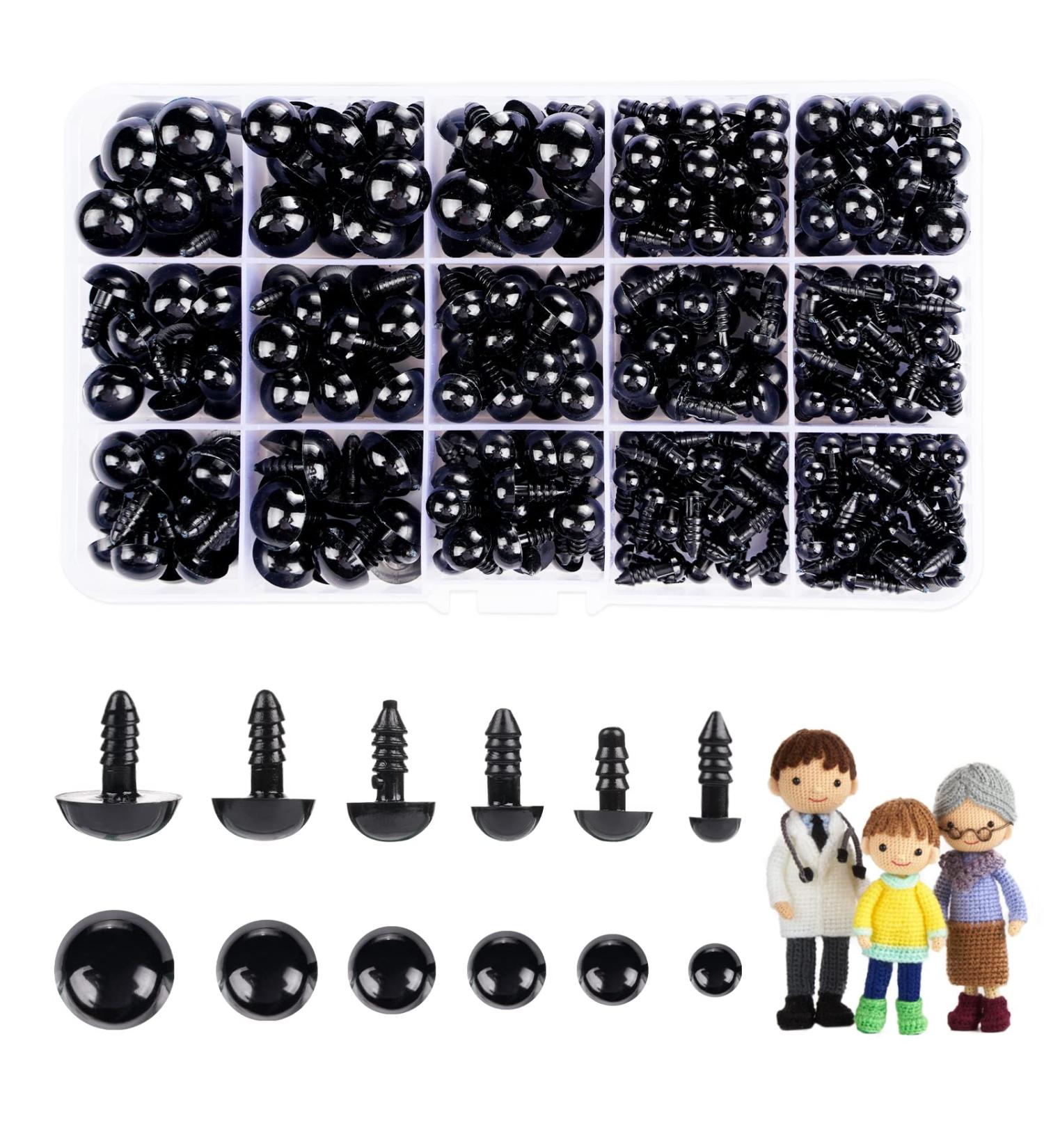 700 Pcs Black Safety Eyes for Amigurumi & DIY Halloween Decorations | Plastic Crochet Safety Eyes 6-14mm with Washers - Buy Online on SooperMarket.com