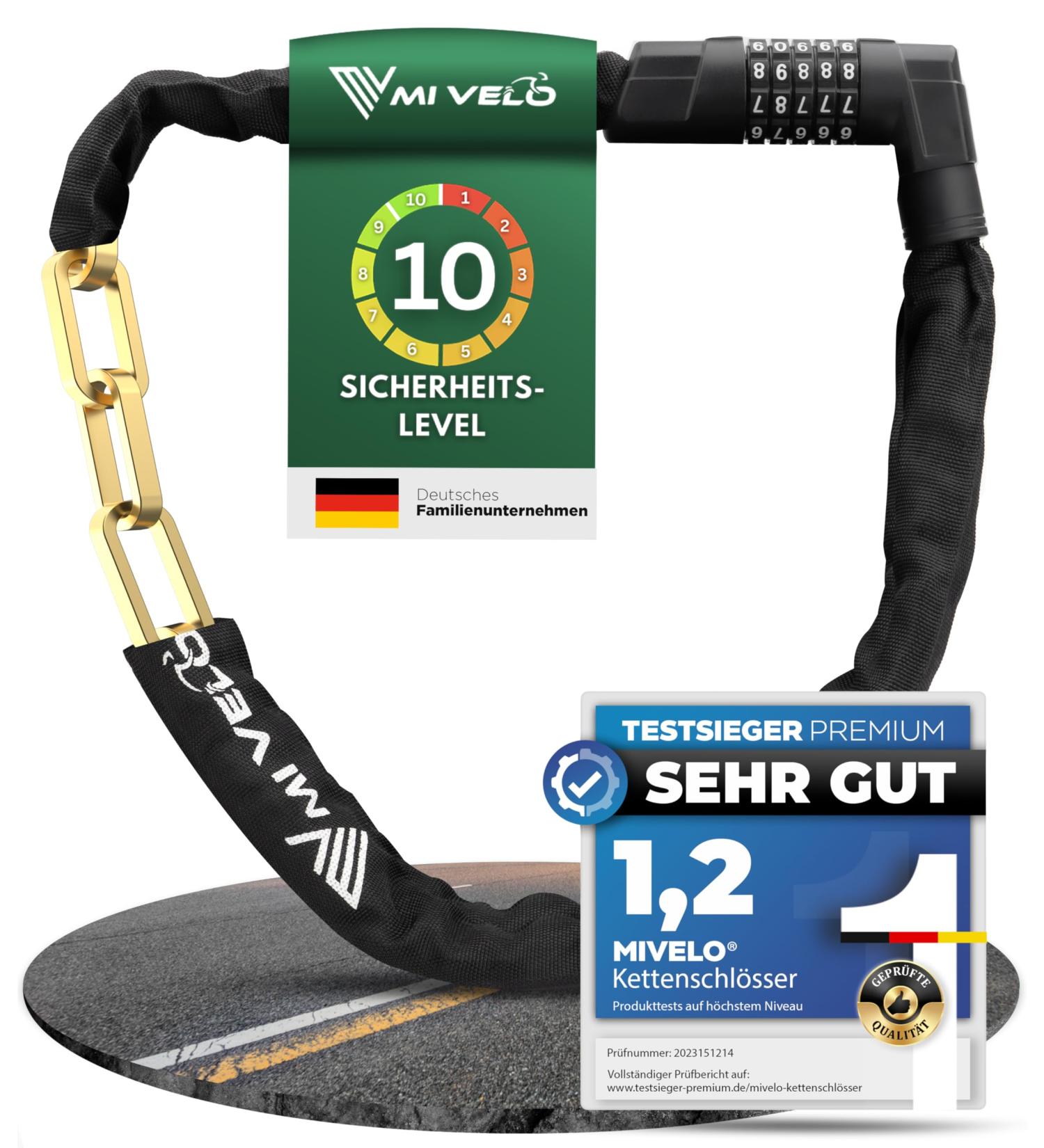 Mivelo High-Safety Bicycle Chain Lock - 100cm Long 8mm Hardened Steel Ideal for E-Bike MTB & Racing Bike - Secure Your Ride! - Buy Online on SooperMarket.com