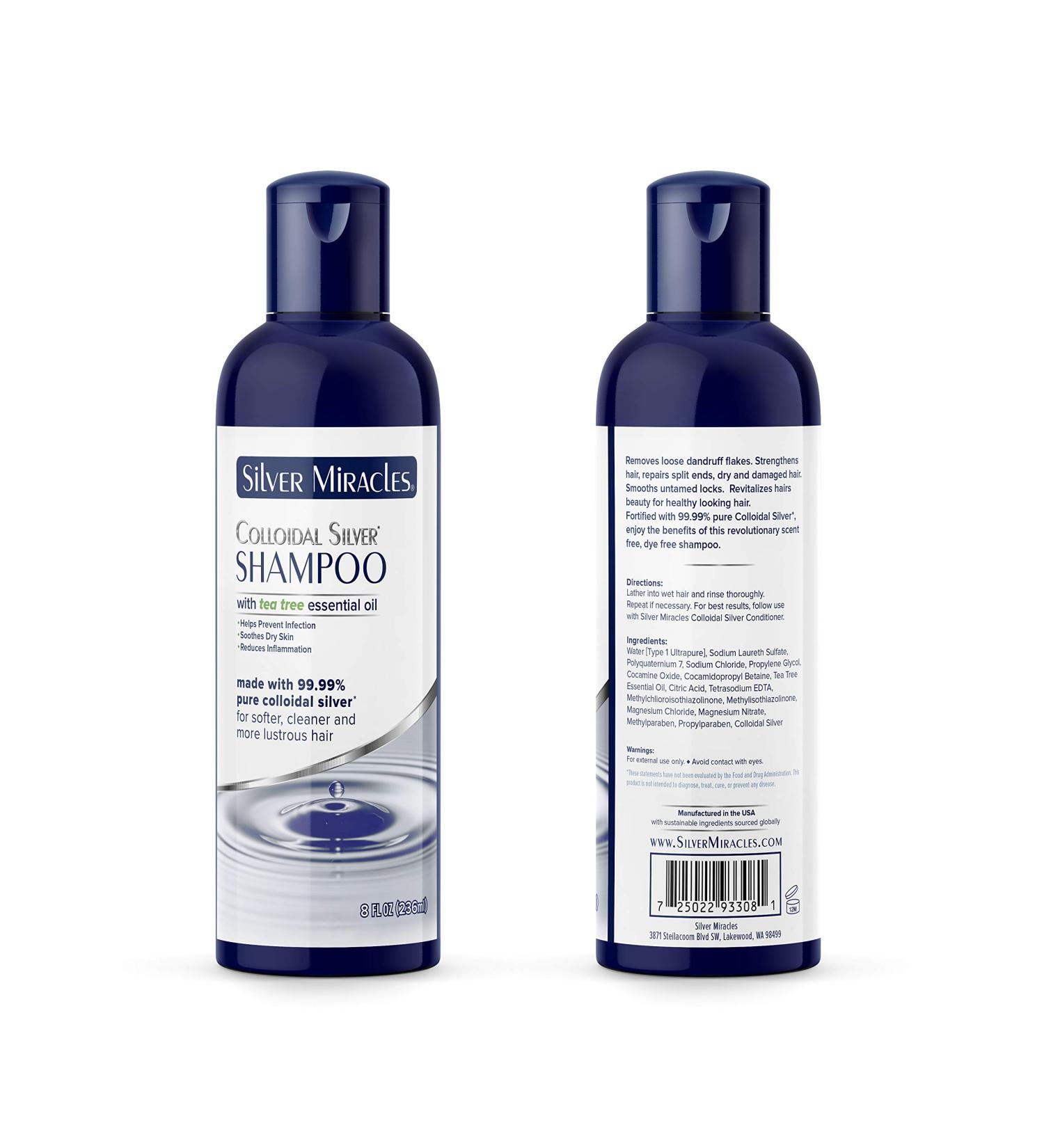 Silver Miracles Colloidal Silver Shampoo With Tea Tree Essential Oils