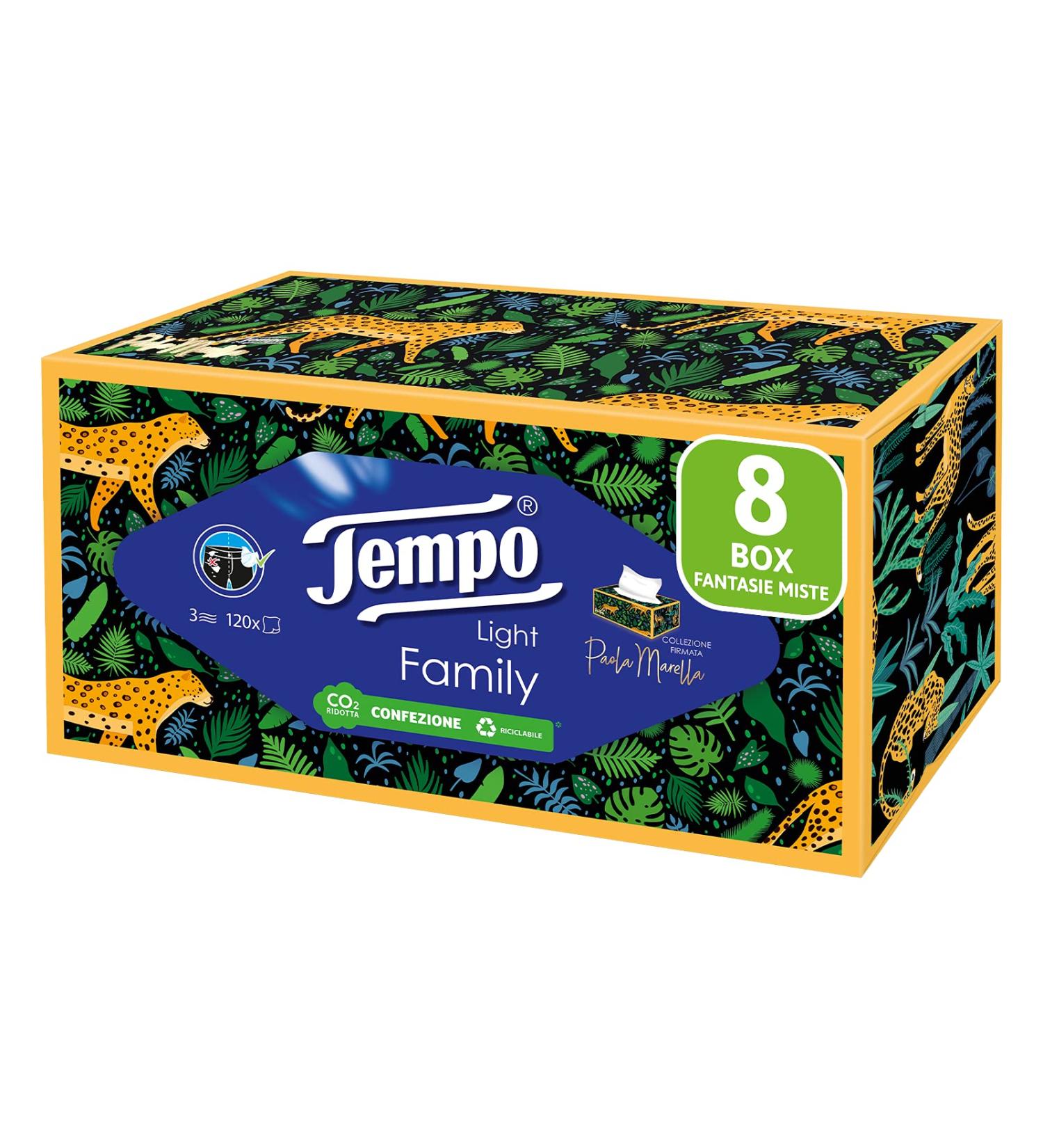 Tempo Family Box Limited Edition - 8x120 Recyclable Handkerchief Wipes 3-Layer Softness for Kindness & Care | International Shipping - Buy Online on SooperMarket.com