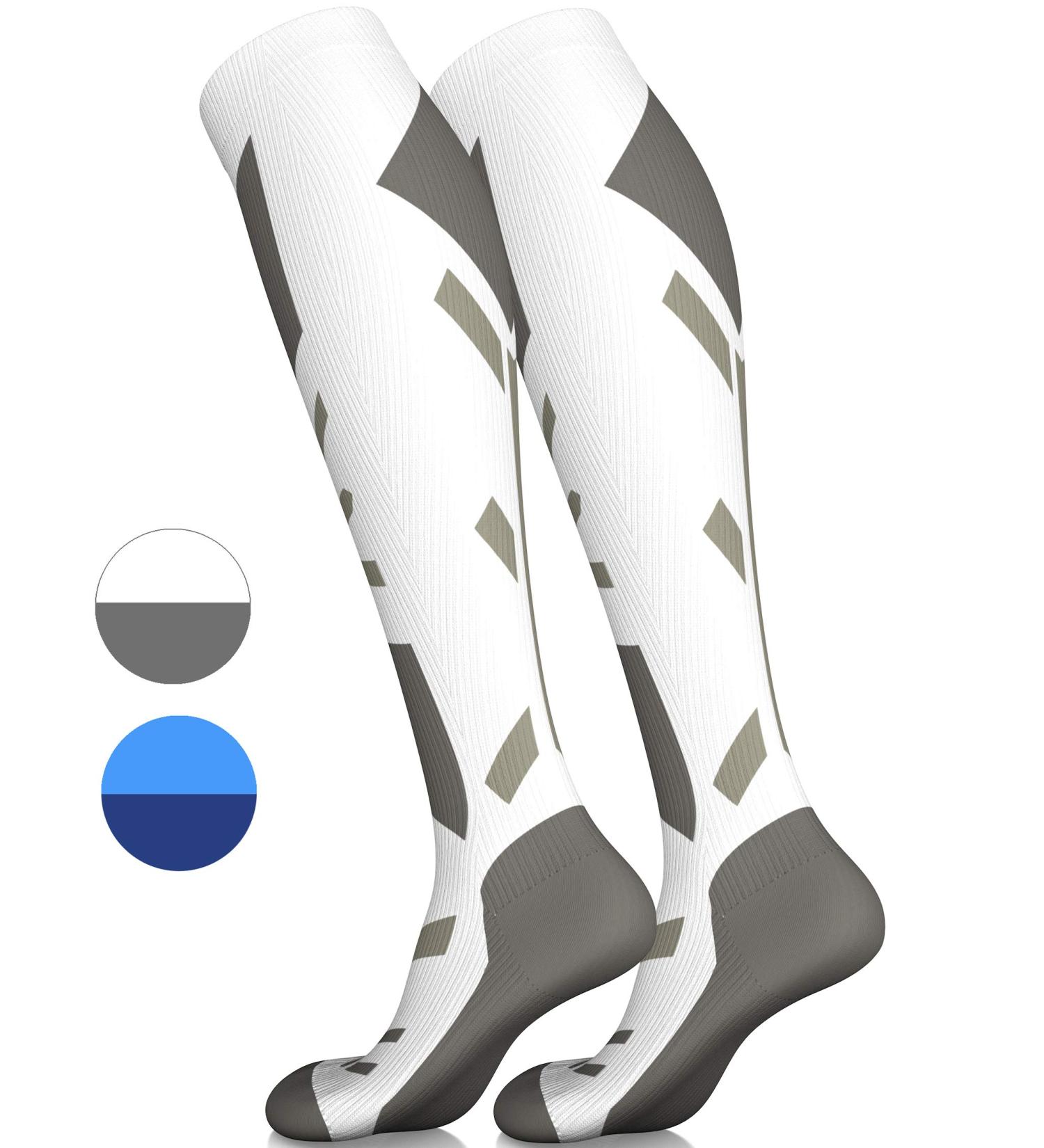 COMPREX Compression Stockings | Ultimate Ski Travel & Pregnancy Socks | Breathable Compression Socks (White/Gray Size 35-38) - Buy Online on SooperMarket.com