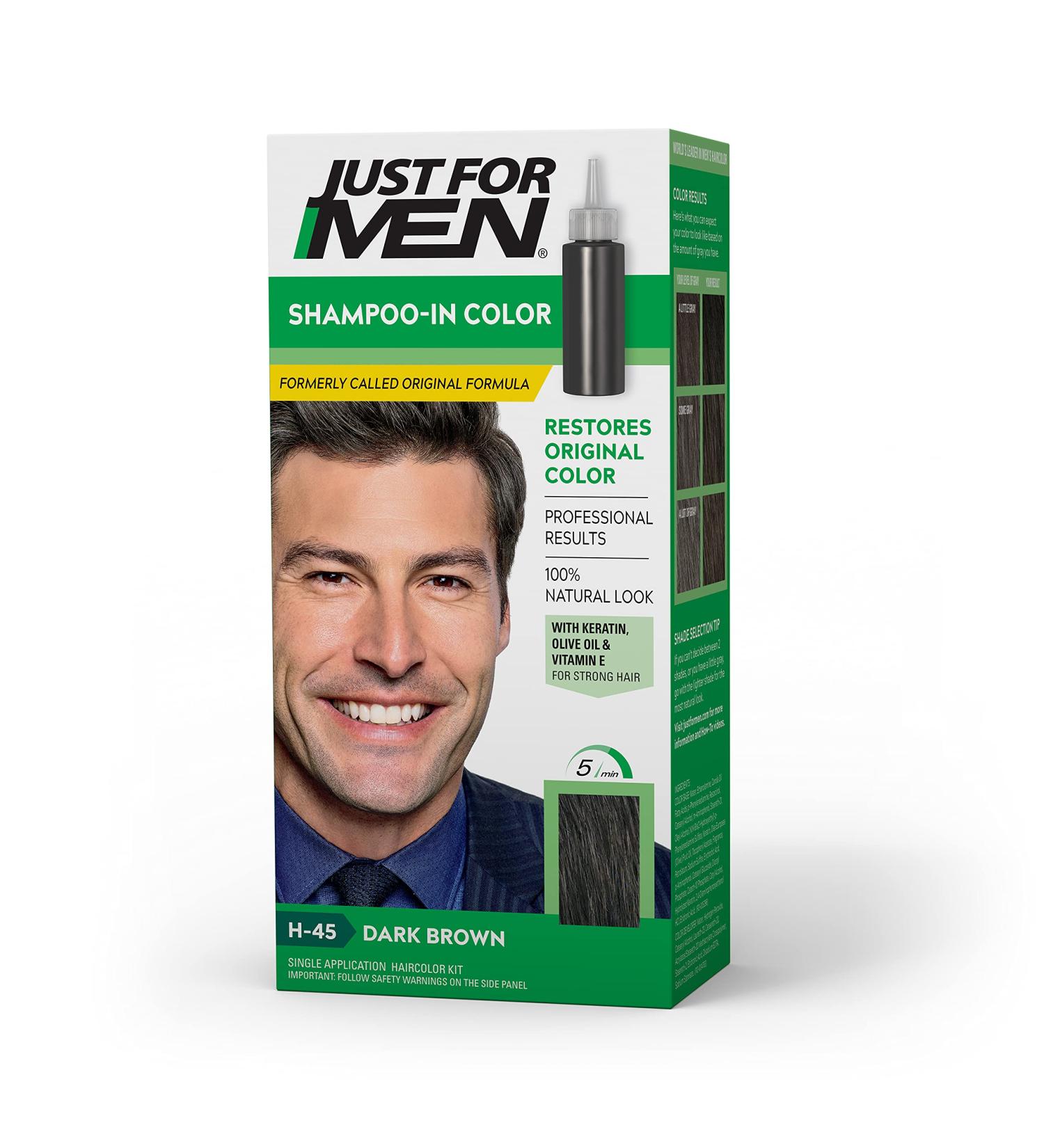 Just For Men Shampoo-In Color - Dark Brown H-45 with Keratin and Vitamin E - Buy Online on SooperMarket.com
