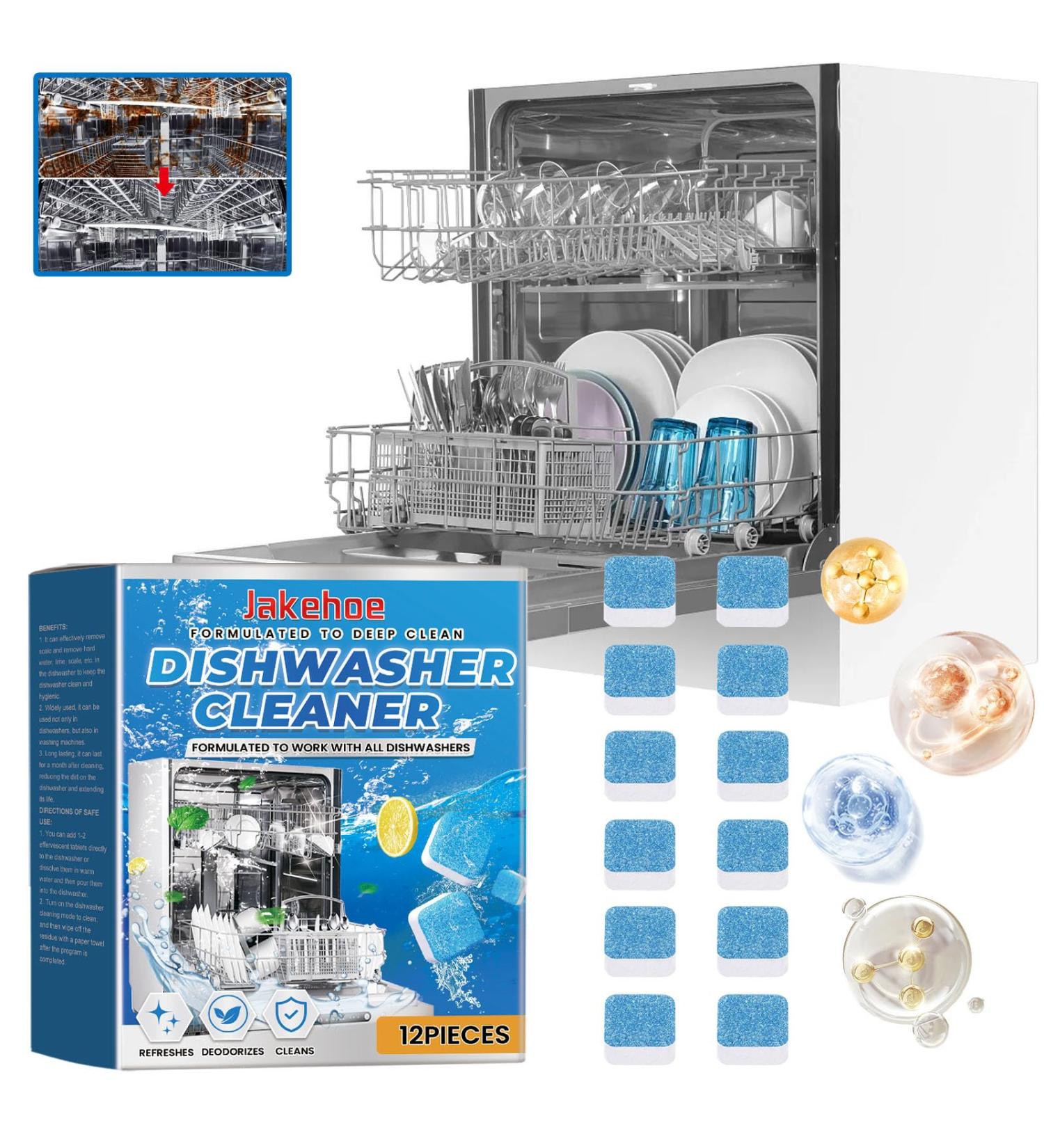 Dishwasher Cleaner Tablets Hygienically cleans and removes bad odours 2-in-1 Treatment Kit Cleans Fragrance Free Plastic Free Natural Vegan Friendly Plant-Based Cleaning (12Pcs) - Buy Online on SooperMarket.com